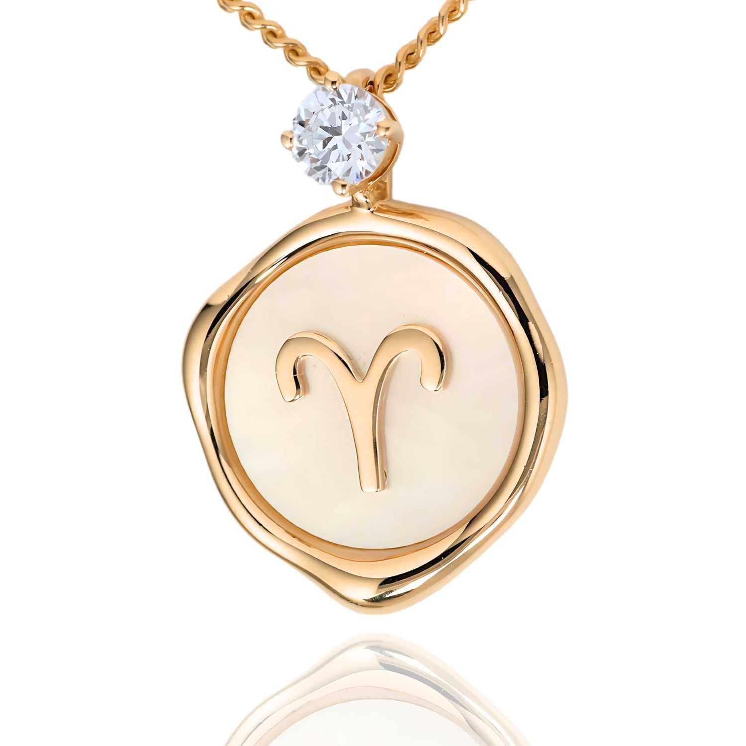Aries Zodiac Necklace - Lab Grown Diamond Necklace In Gold Vermeil