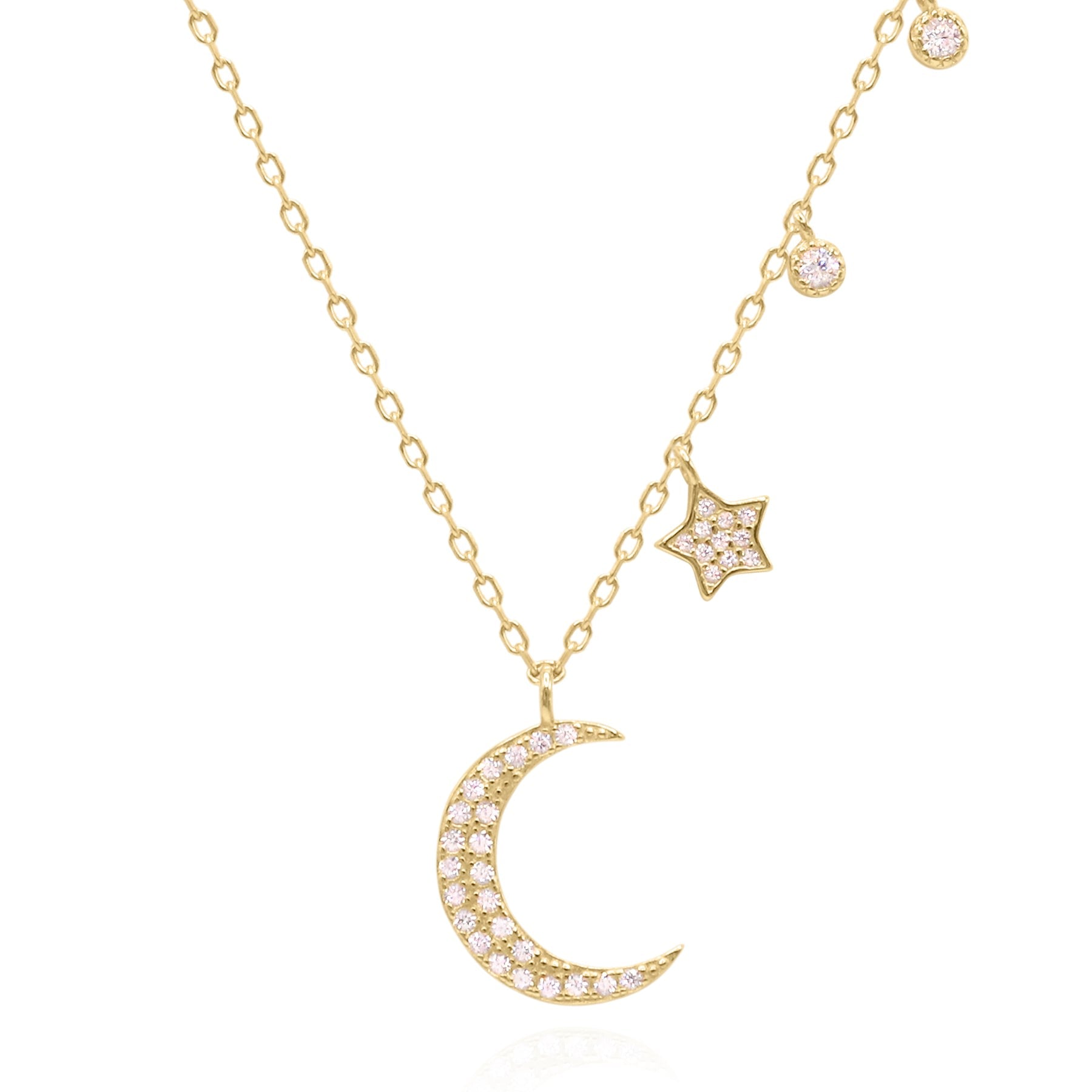 Ariya Moon & Star Charm Necklace | Gold Plated