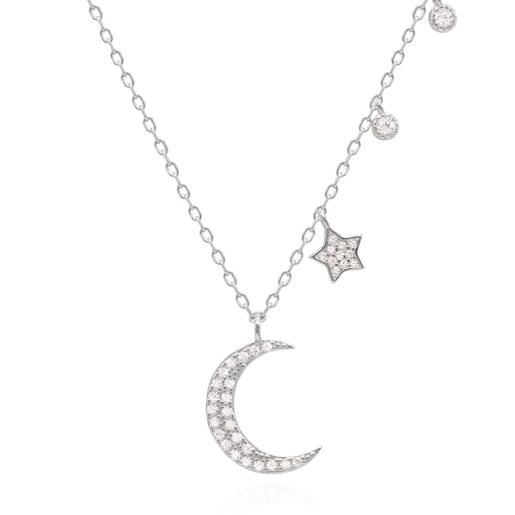 Ariya Moon & Star Charm Necklace | Sterling Silver