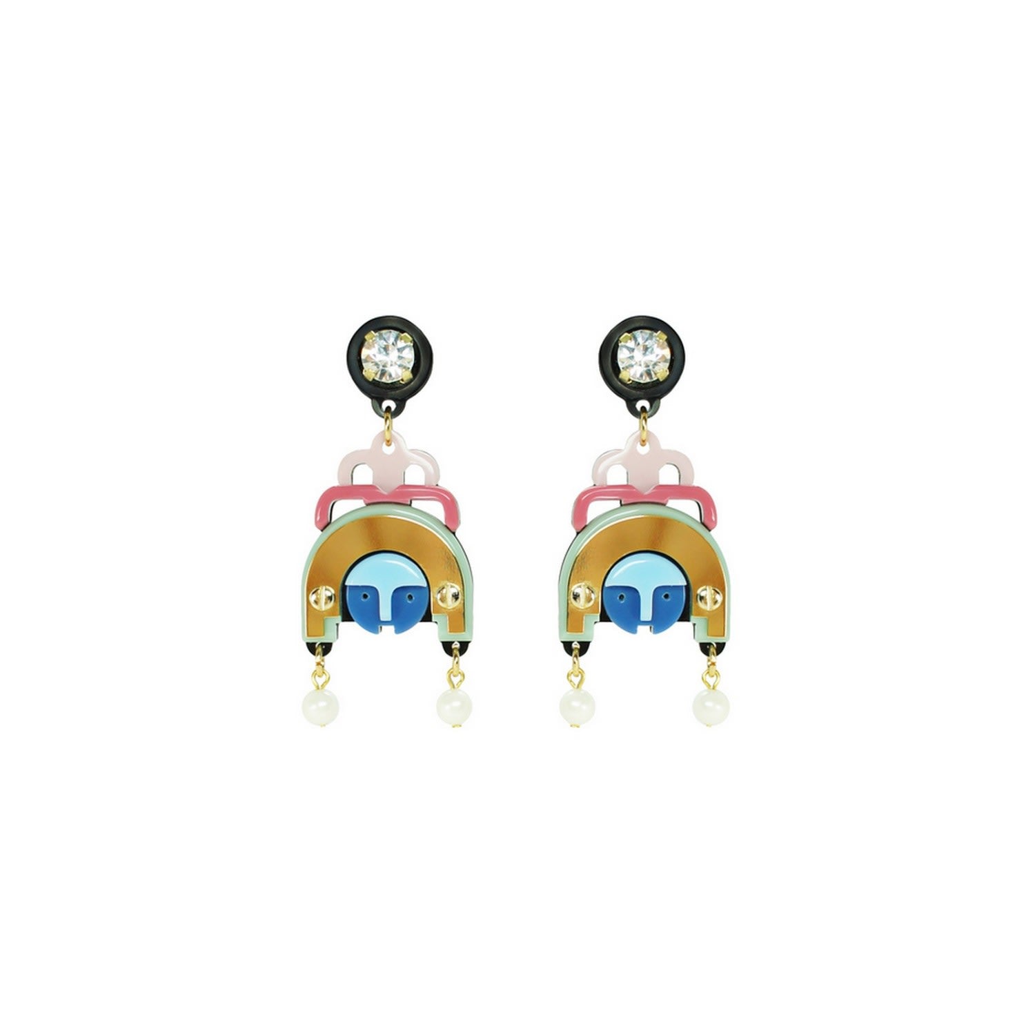 Acrylic Handmade Earring Ixchel - Blue