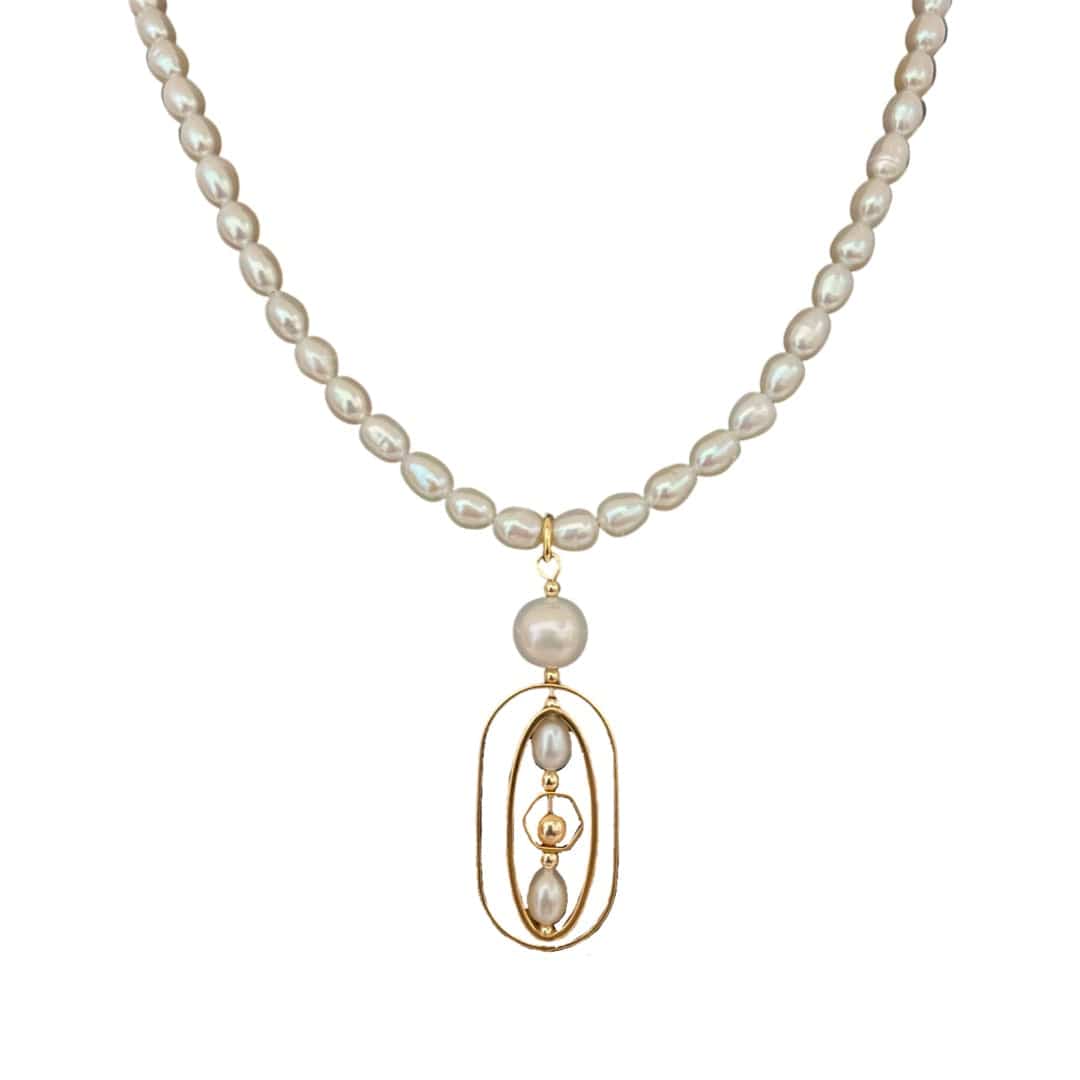 Geometric Art Pearls Necklace