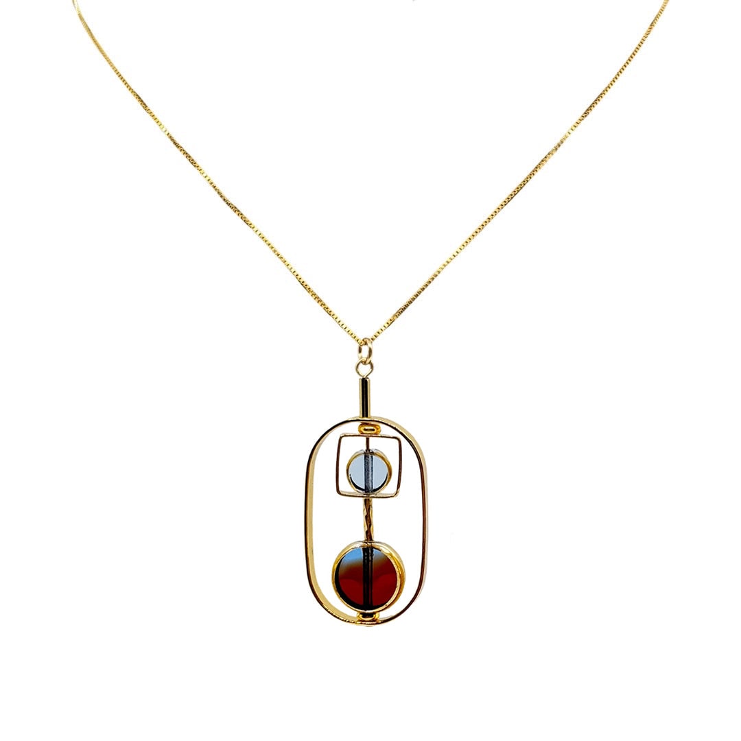 Red & Blue Art Deco Chain Necklace