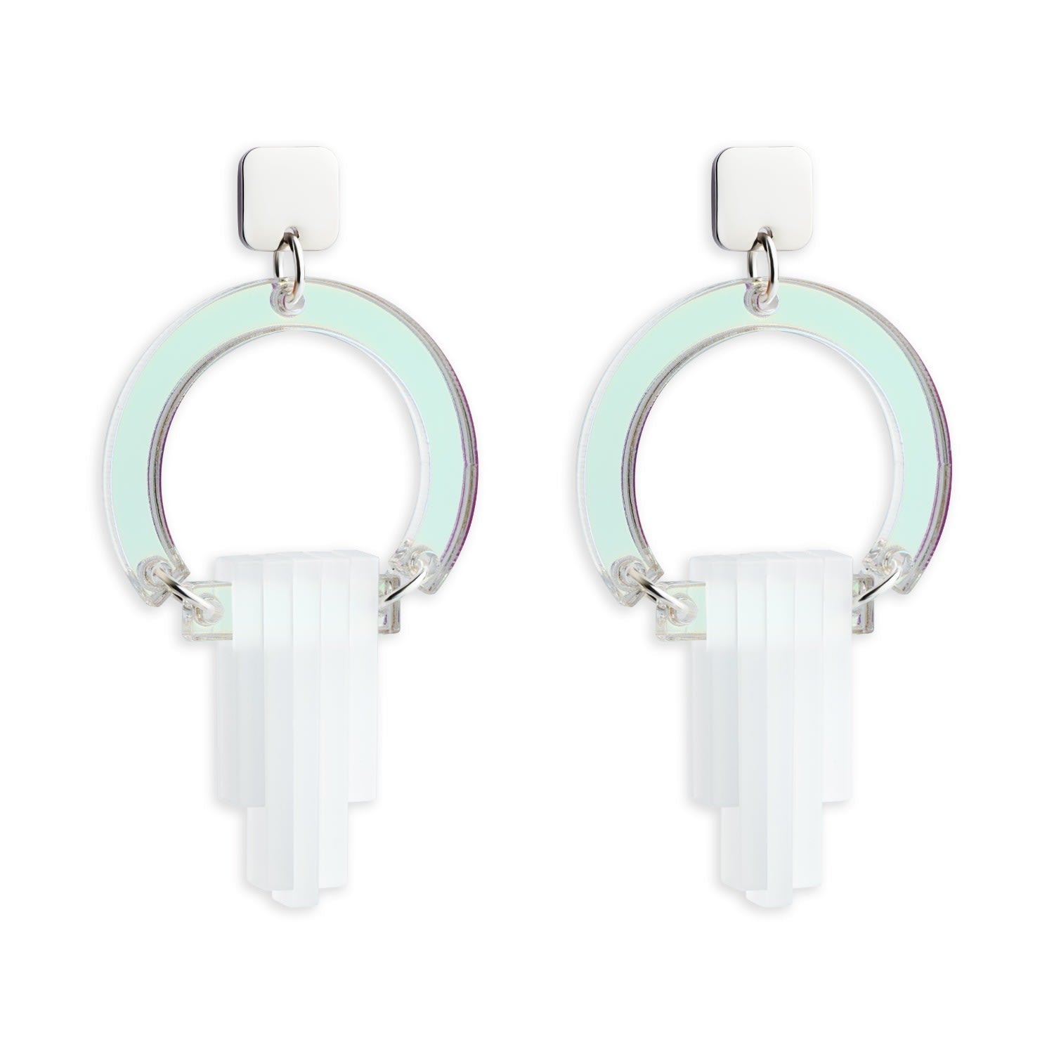 Art Deco Chandeliers - Iridescent And White Frost