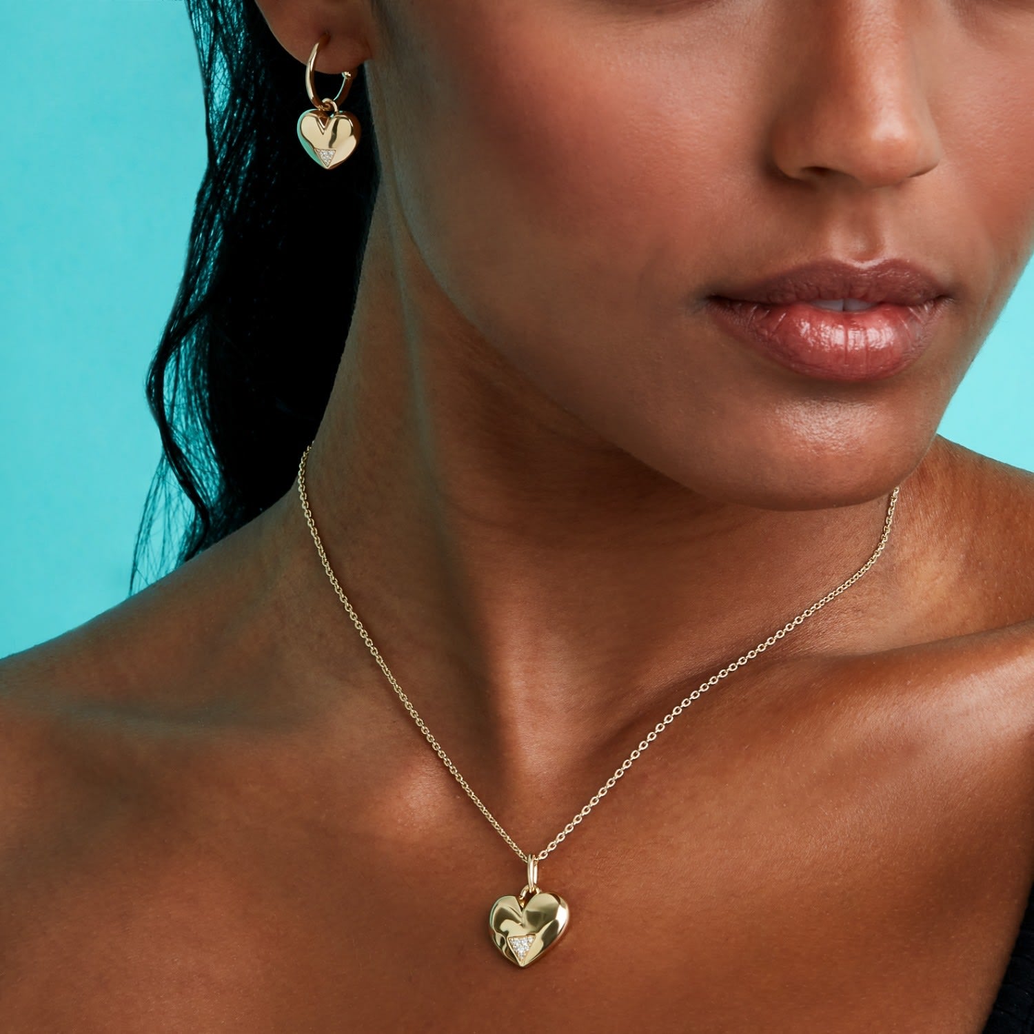 Art Deco Hearts Hoops - Gold Vermeil & Cubic Zirconia