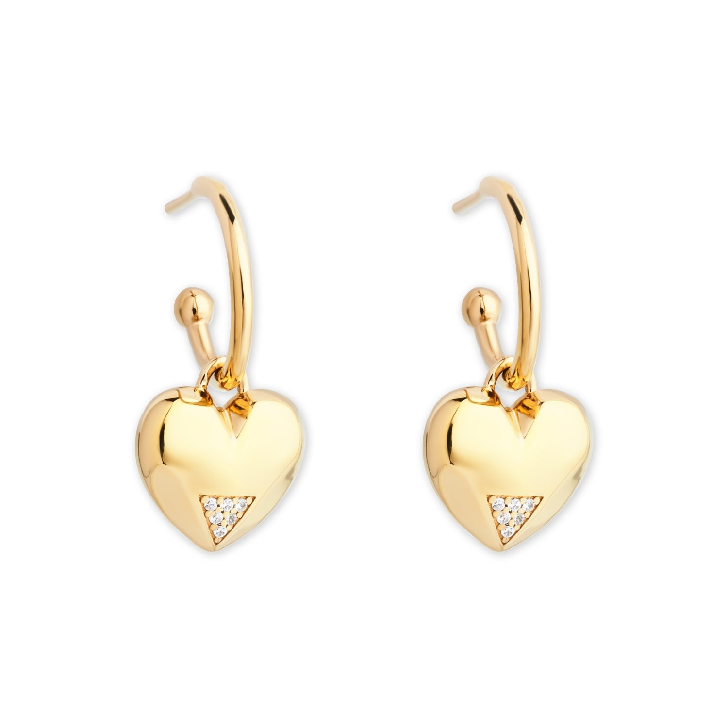 Art Deco Hearts Hoops - Gold Vermeil & Cubic Zirconia