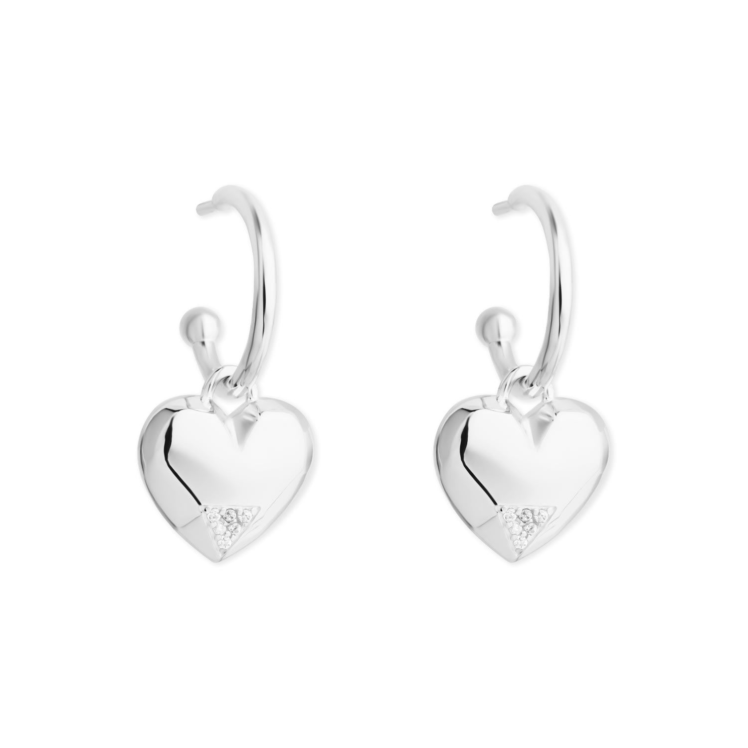 Art Deco Hearts Hoops - Silver