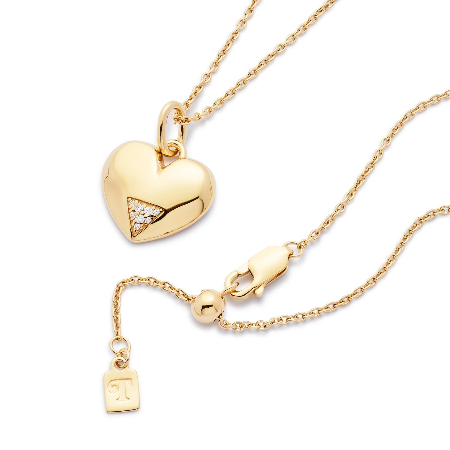 Art Deco Hearts Pendant - Gold Vermeil & Cubic Zirconia