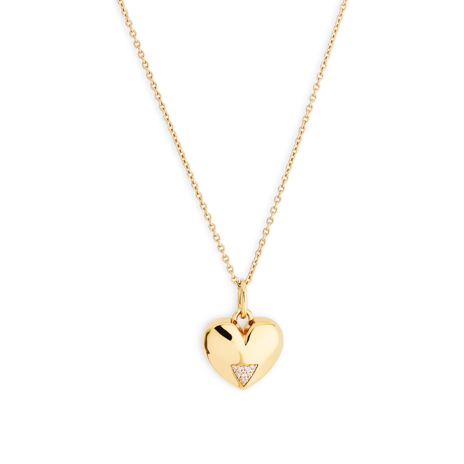 Art Deco Hearts Pendant - Gold Vermeil & Cubic Zirconia