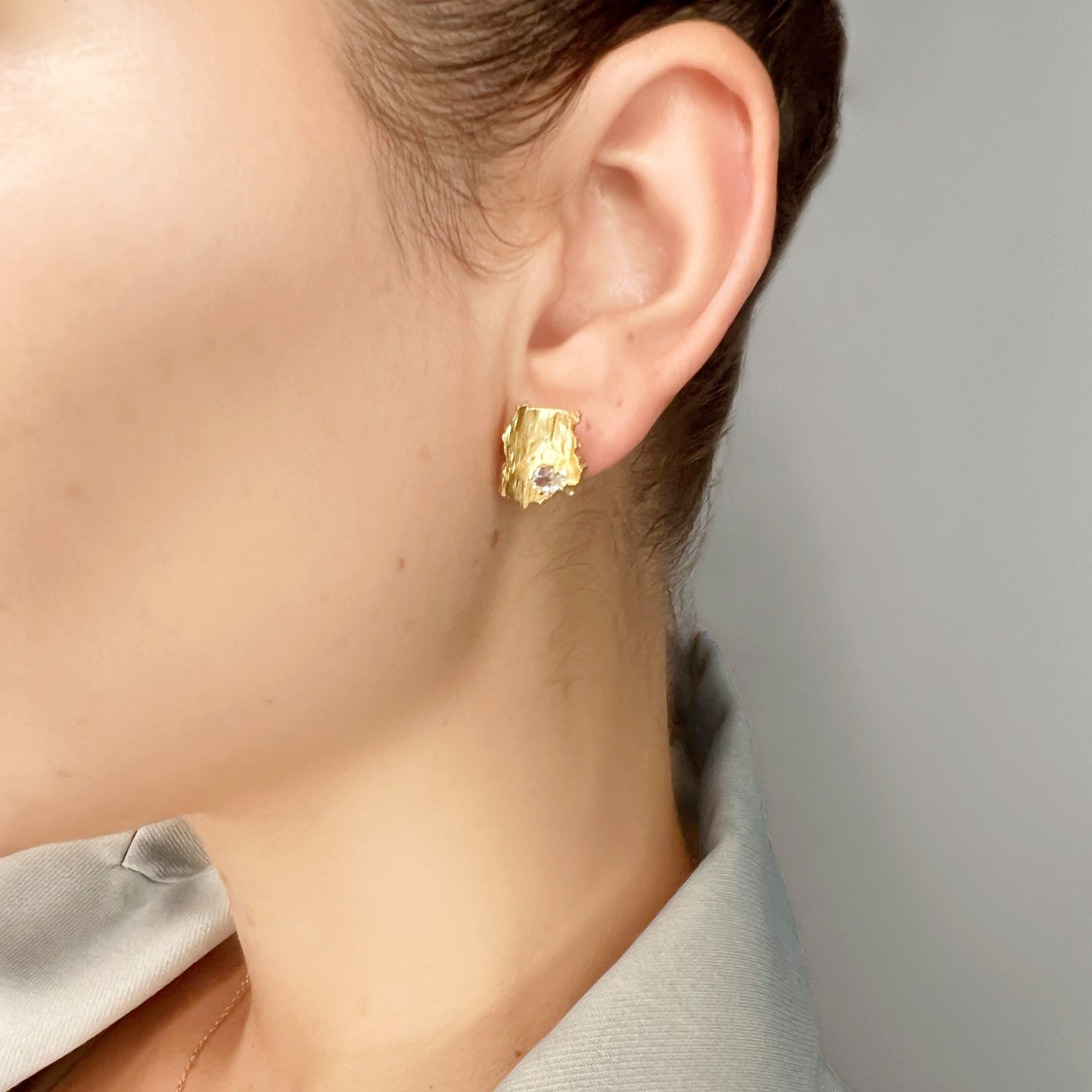 Artistic Sterling Silver Rhinestone Ear Studs