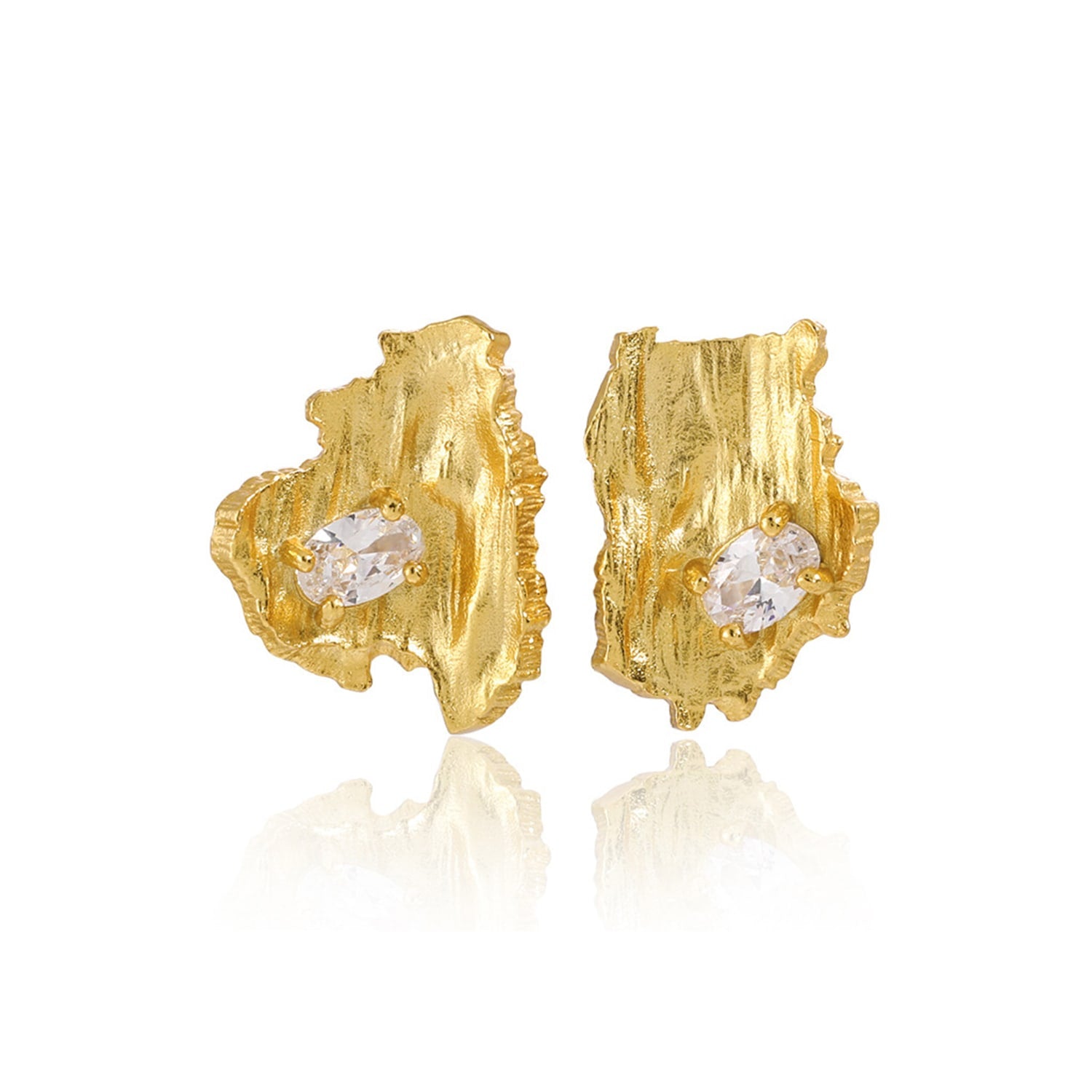 Artistic Sterling Silver Rhinestone Ear Studs