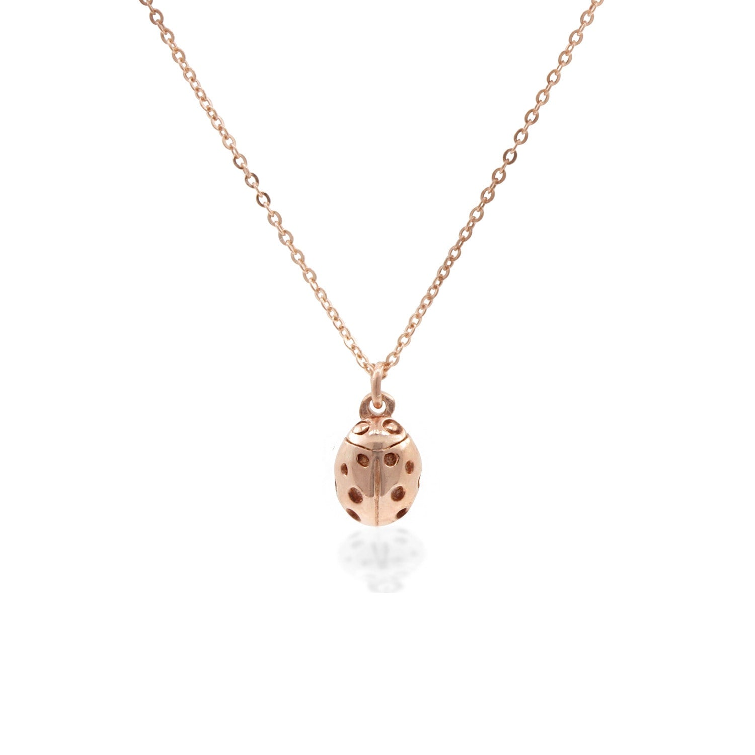Ladybird Necklace – Rose Gold -Wings Closed