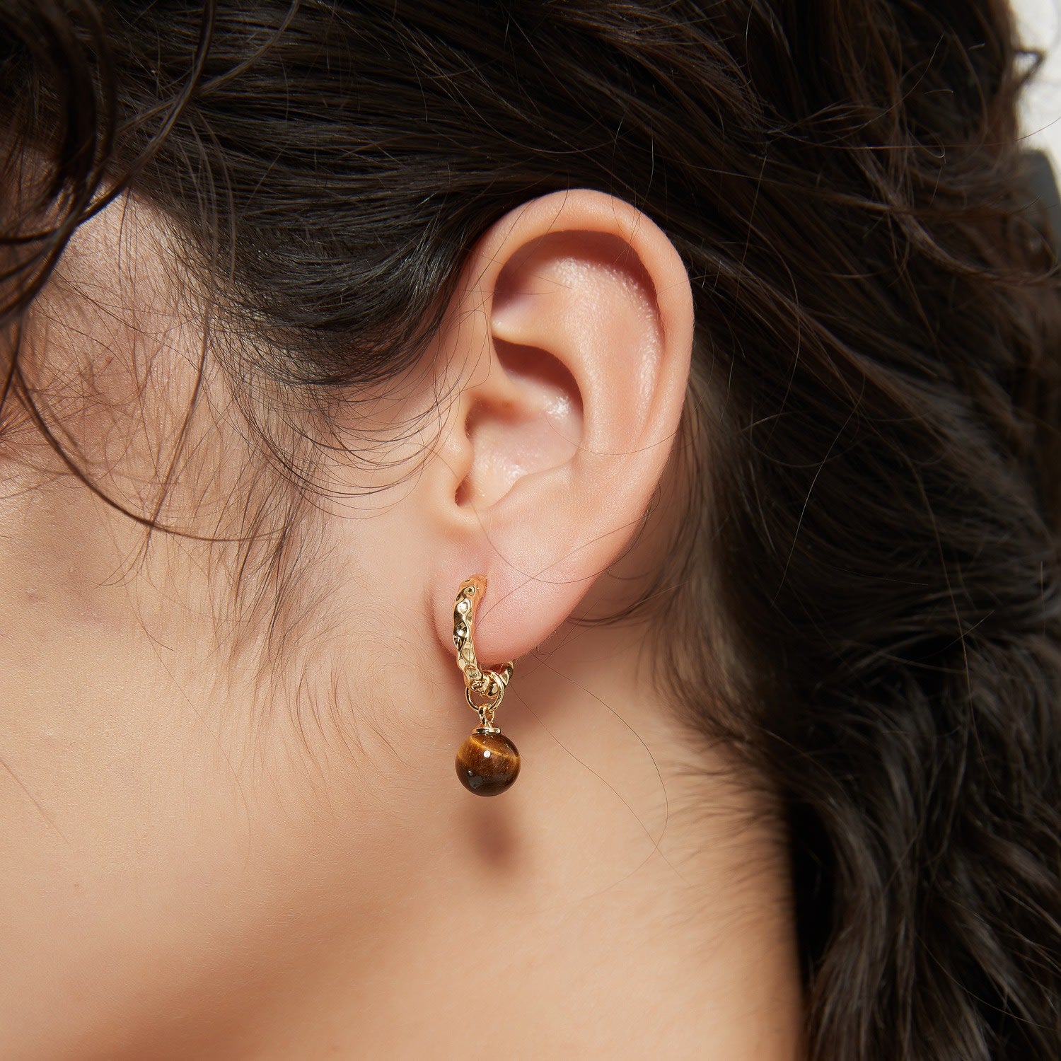 Ashley Tiger Eye Hoops