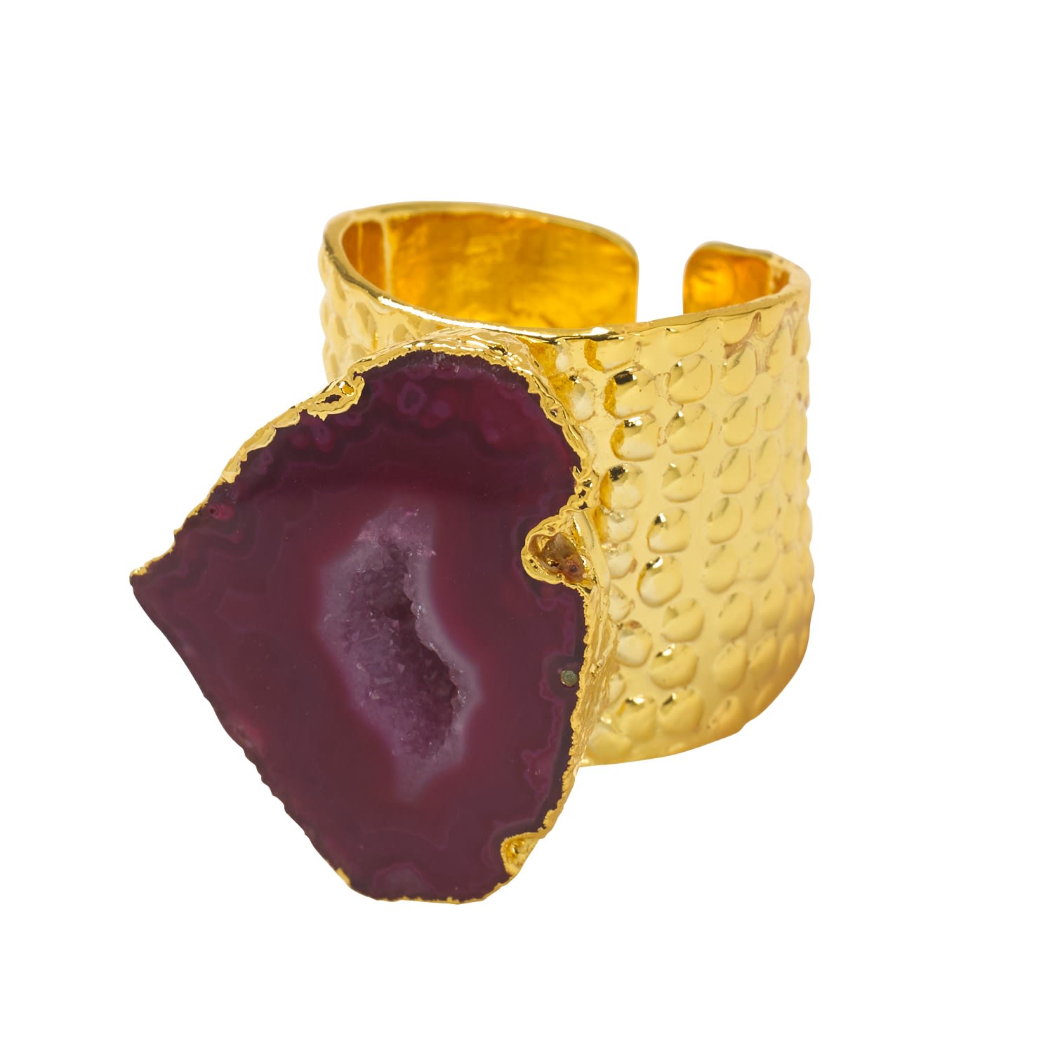 Raspberry Mega Gemstone Gold Statement Ring