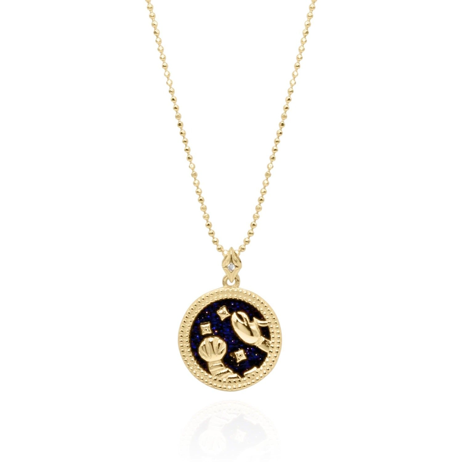 Asta Zodiac Star Sign Necklace - Blue Sandstone Gold Plated Cancer