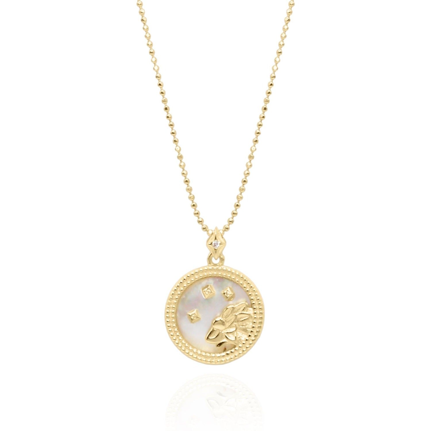 Asta Zodiac Star Sign Necklace - Mother Of Pearl Gold Plated Cancer