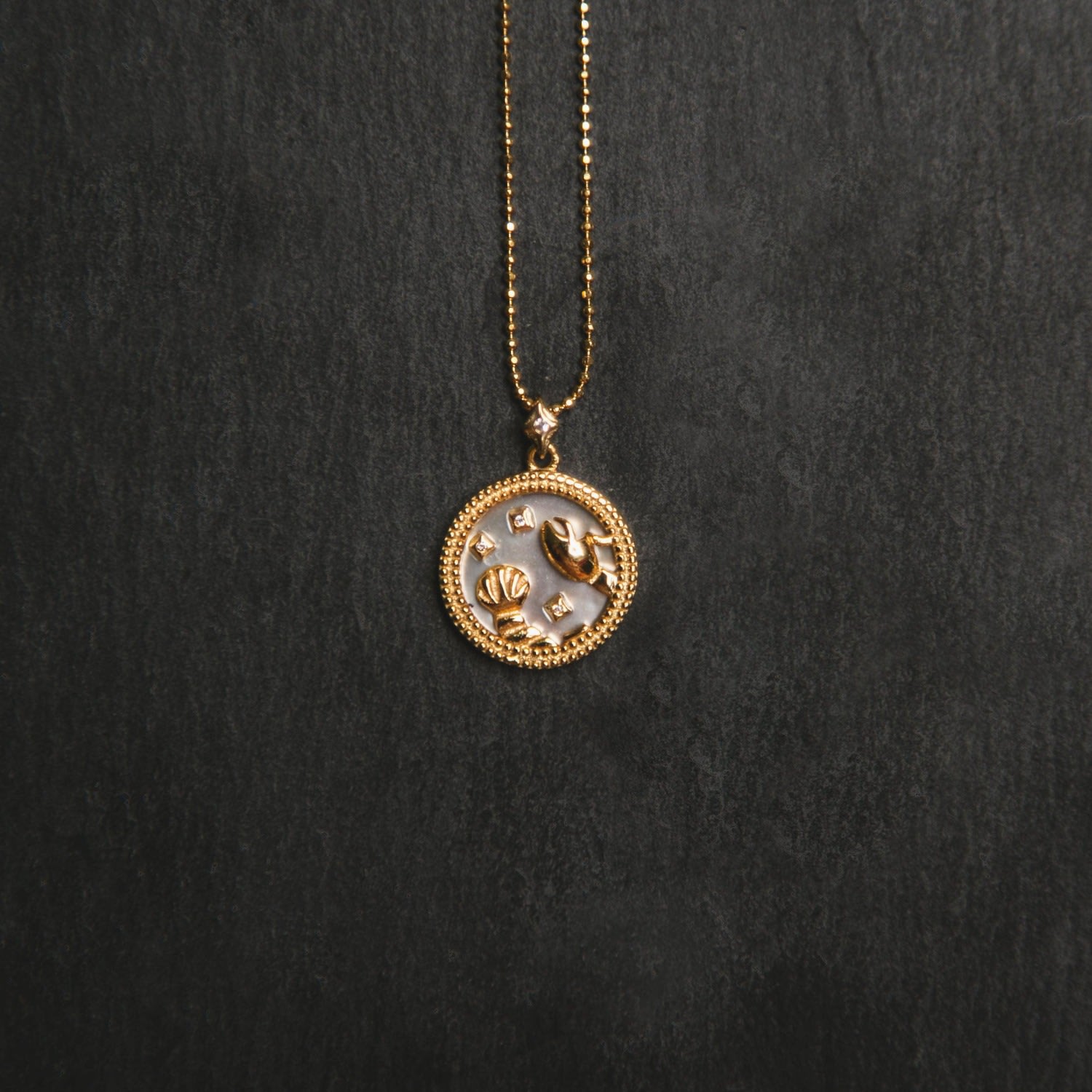 Asta Zodiac Star Sign Necklace - Mother Of Pearl Gold Plated Cancer