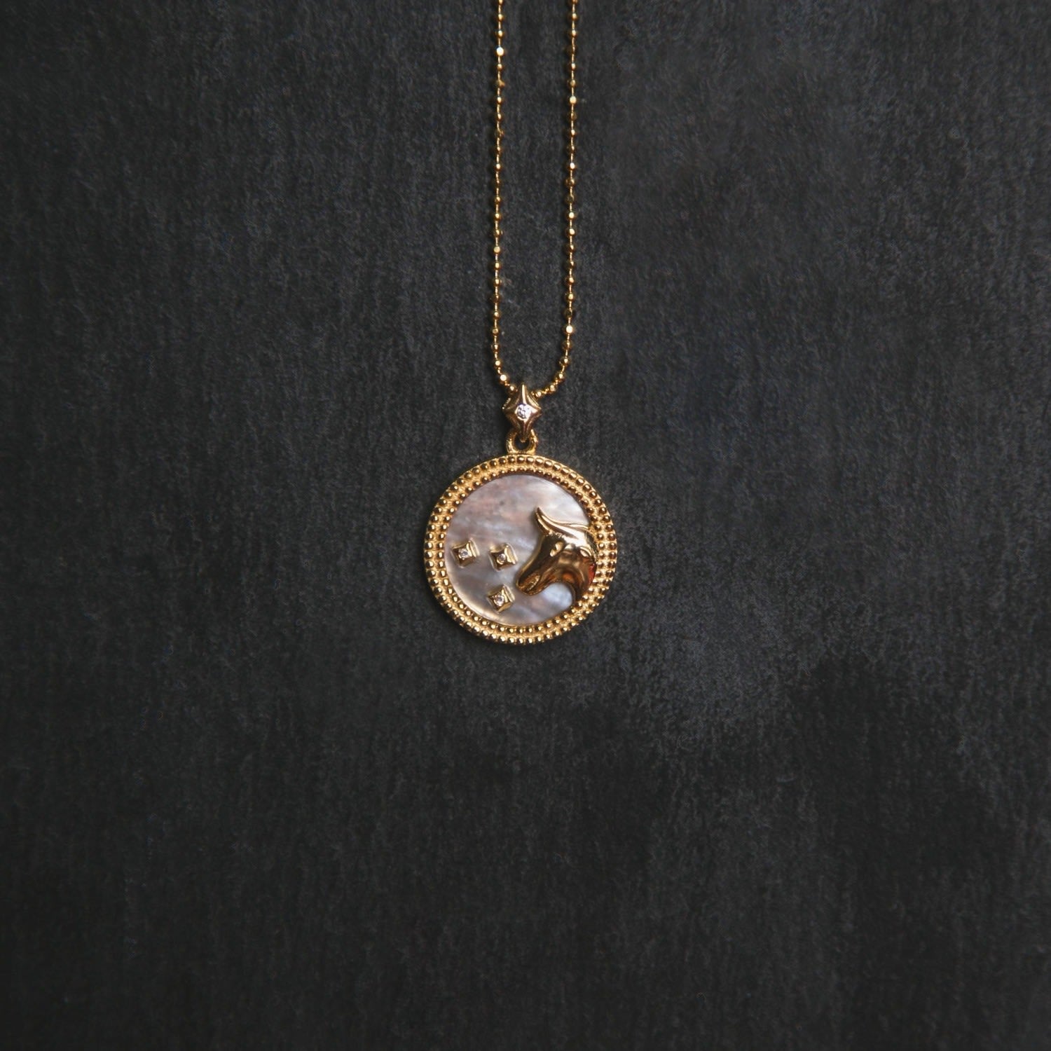 Asta Zodiac Star Sign Necklace - Mother Of Pearl Gold Plated Taurus