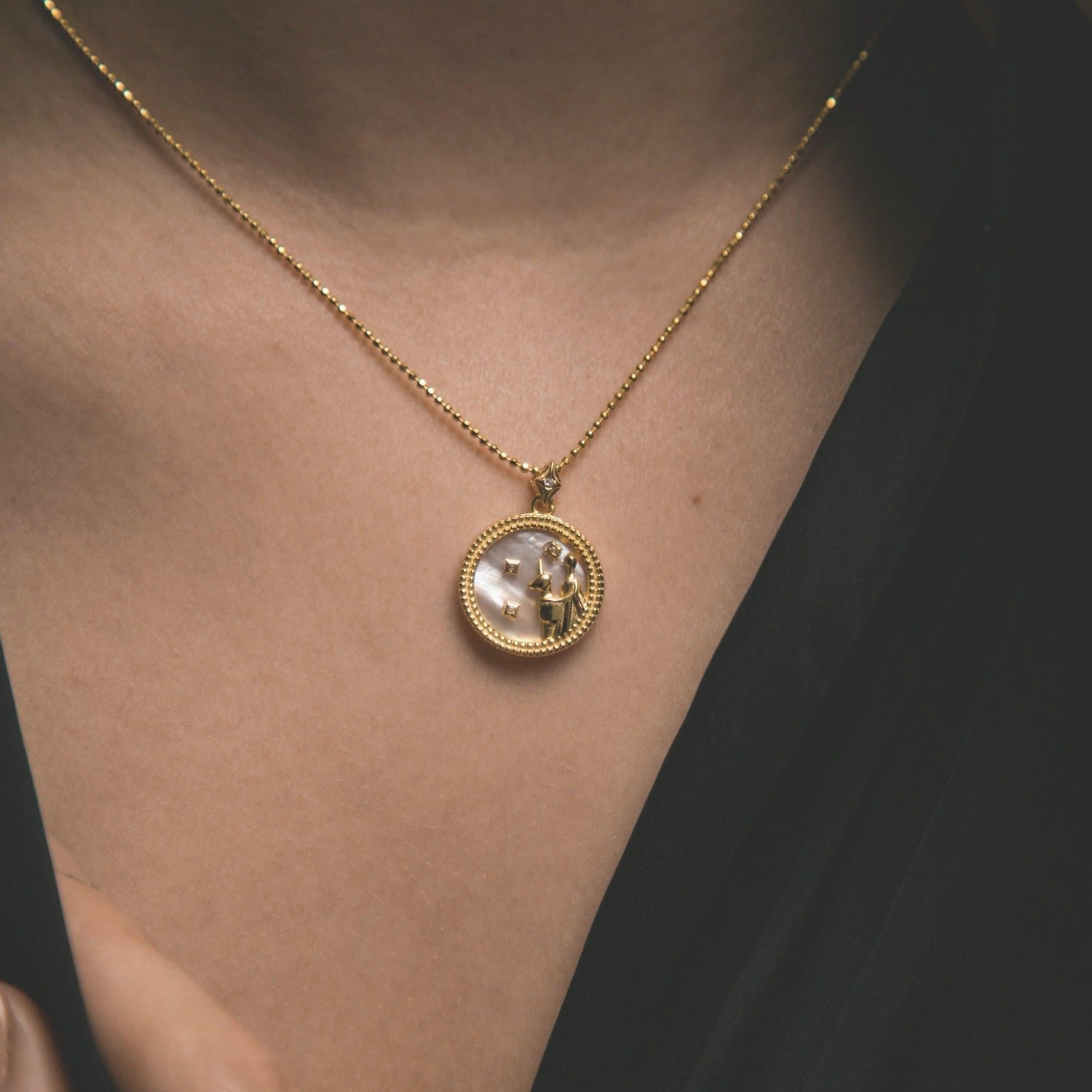 Asta Zodiac Star Sign Necklace - Mother Of Pearl Gold Plated Virgo