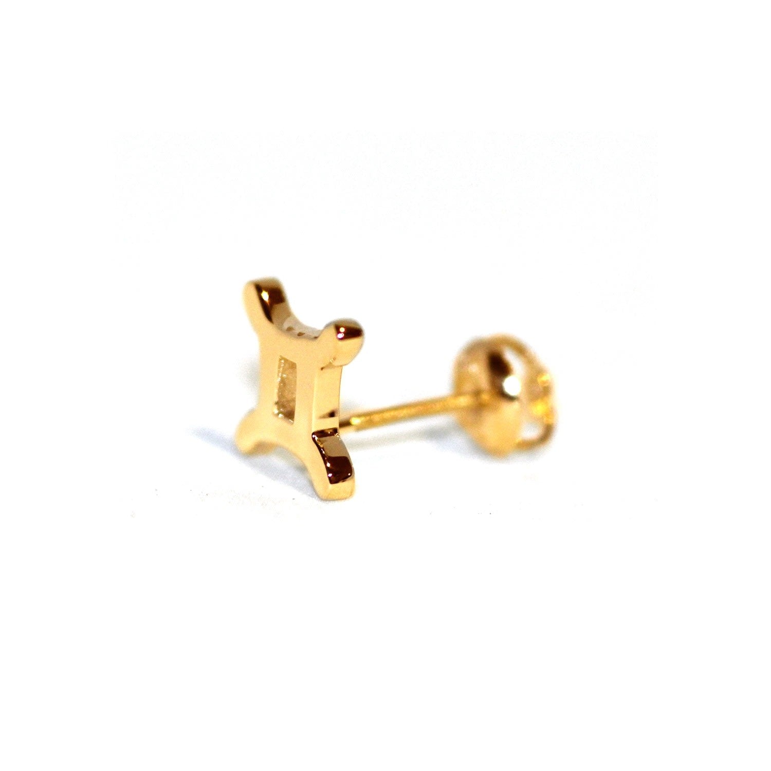 Astrology Gemin Yellow Gold Earrings
