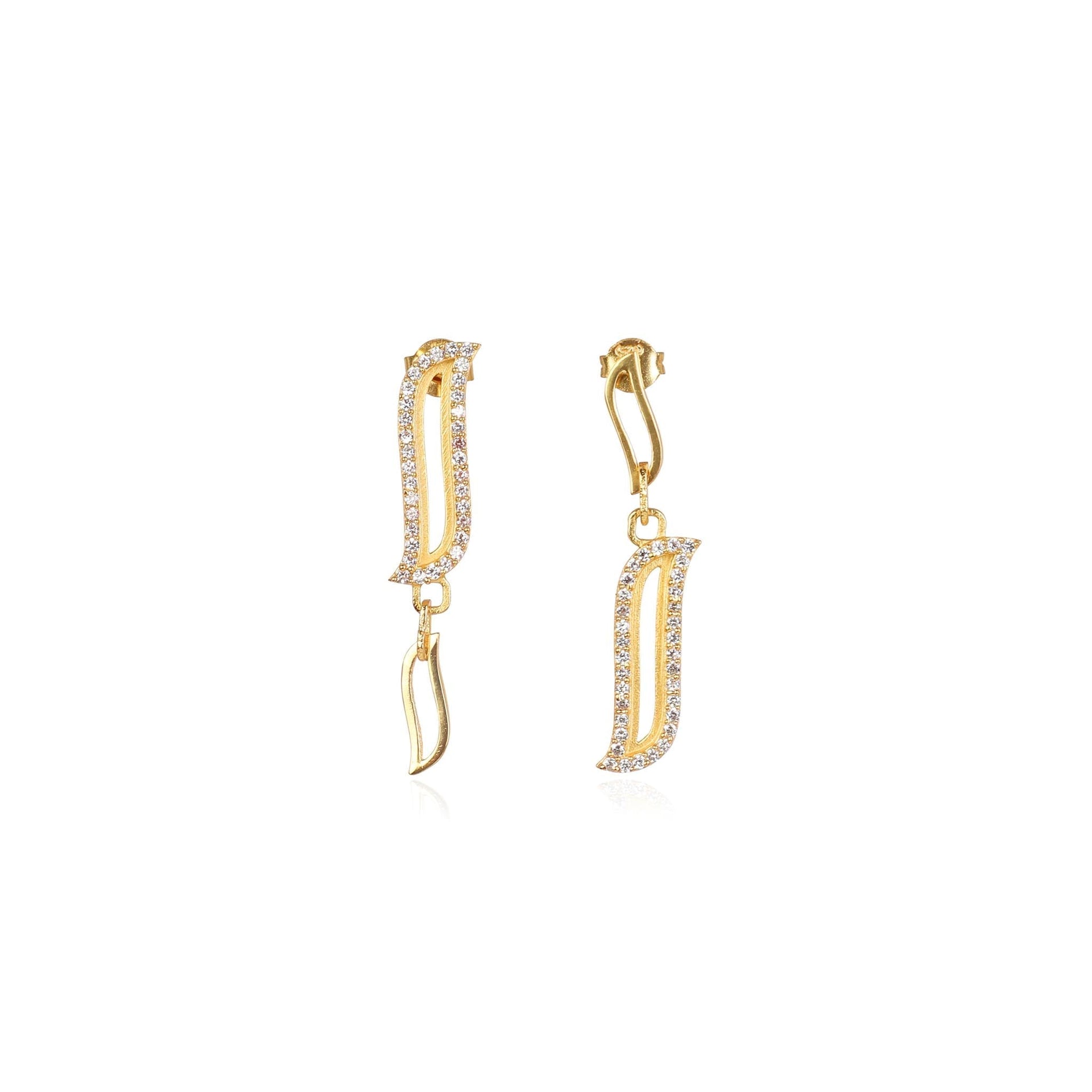 Asymmetric Earrings - Cubic Zirconia Wave Symphony
