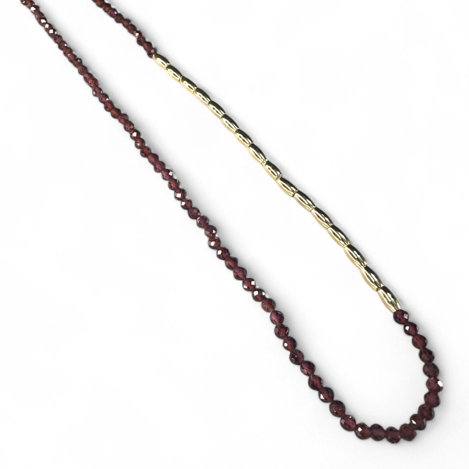 Asymmetric Gemstone Necklace Gold Nuggets - Red Pink