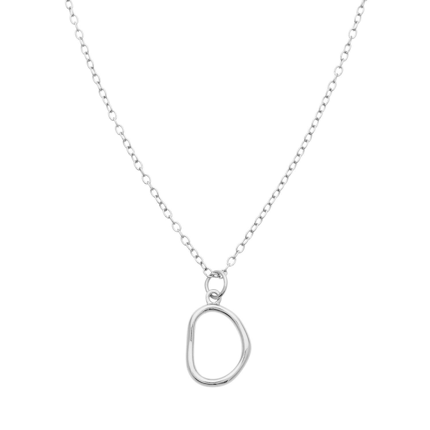 Asymmetric Oval Pendant Necklace Silver