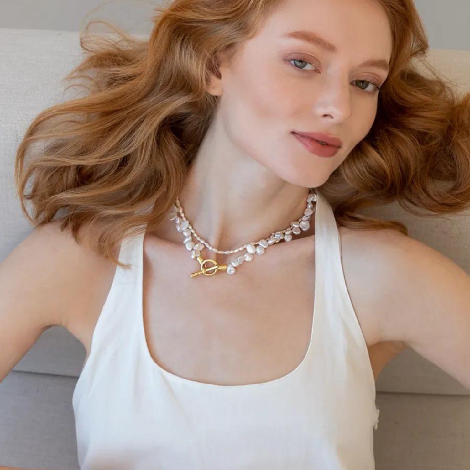 Asymmetric Pearl Necklace