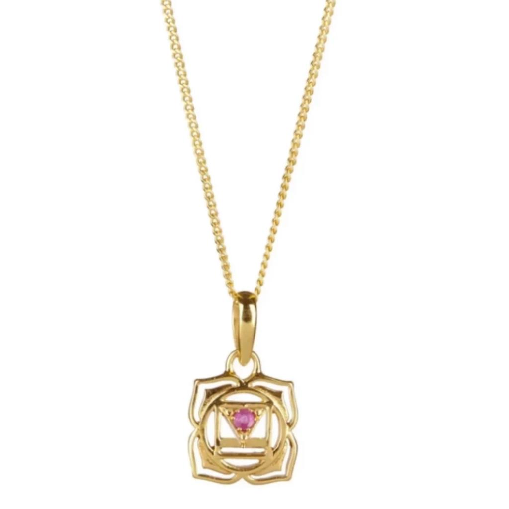 Root Chakra Gold Vermeil Necklace - Ruby