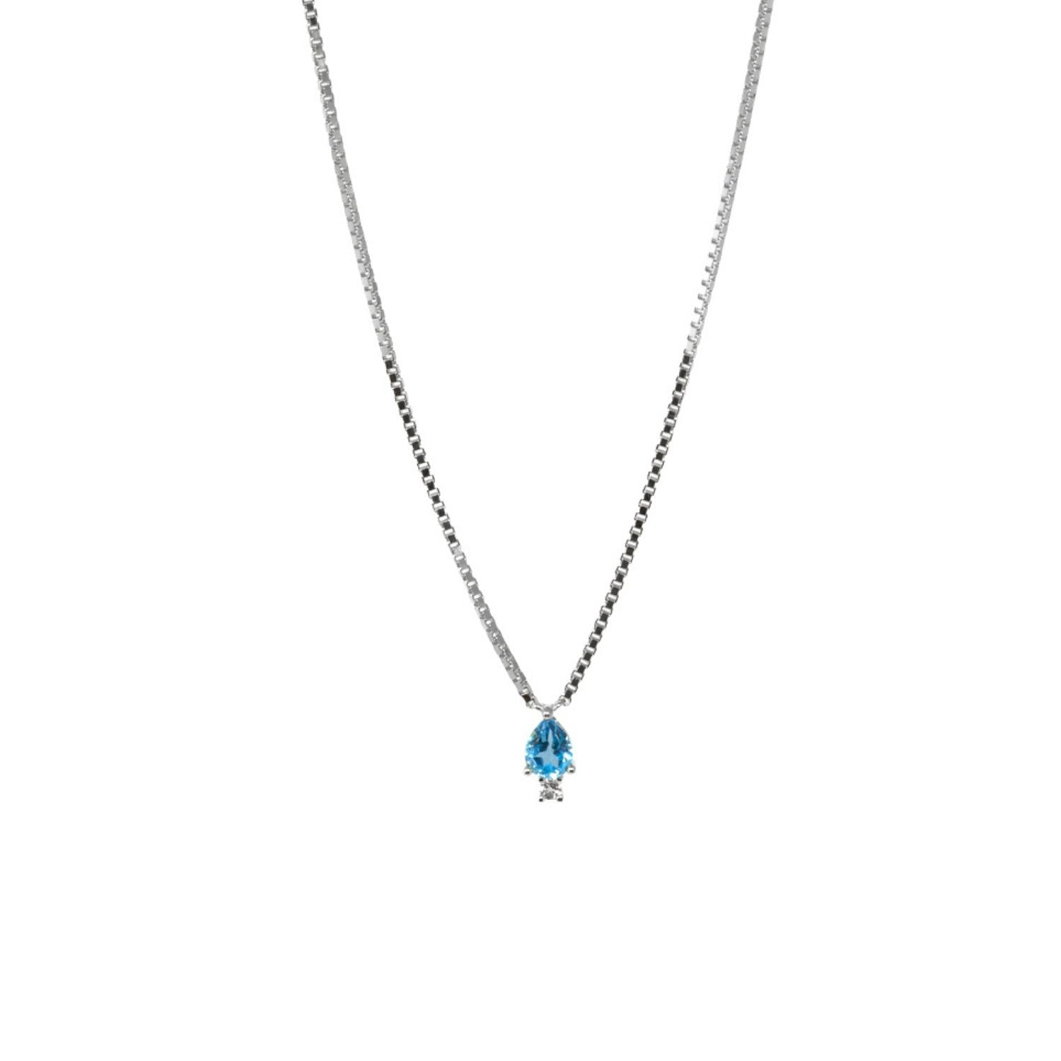 Pear Atarah Necklace- Blue Topaz & White Topaz- Silver