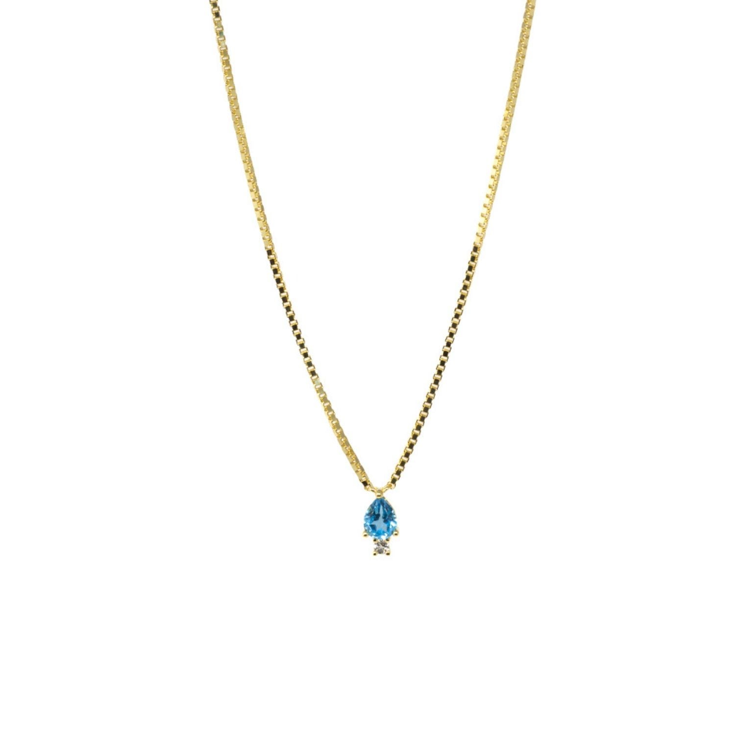 Pear Atarah Necklace- Blue Topaz & White Topaz- Gold
