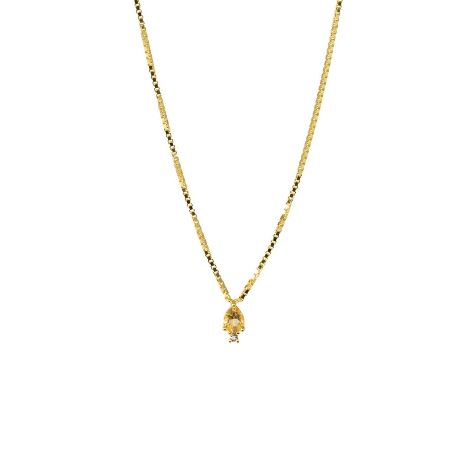 Pear Atarah Necklace- Citrine & White Topaz- Gold