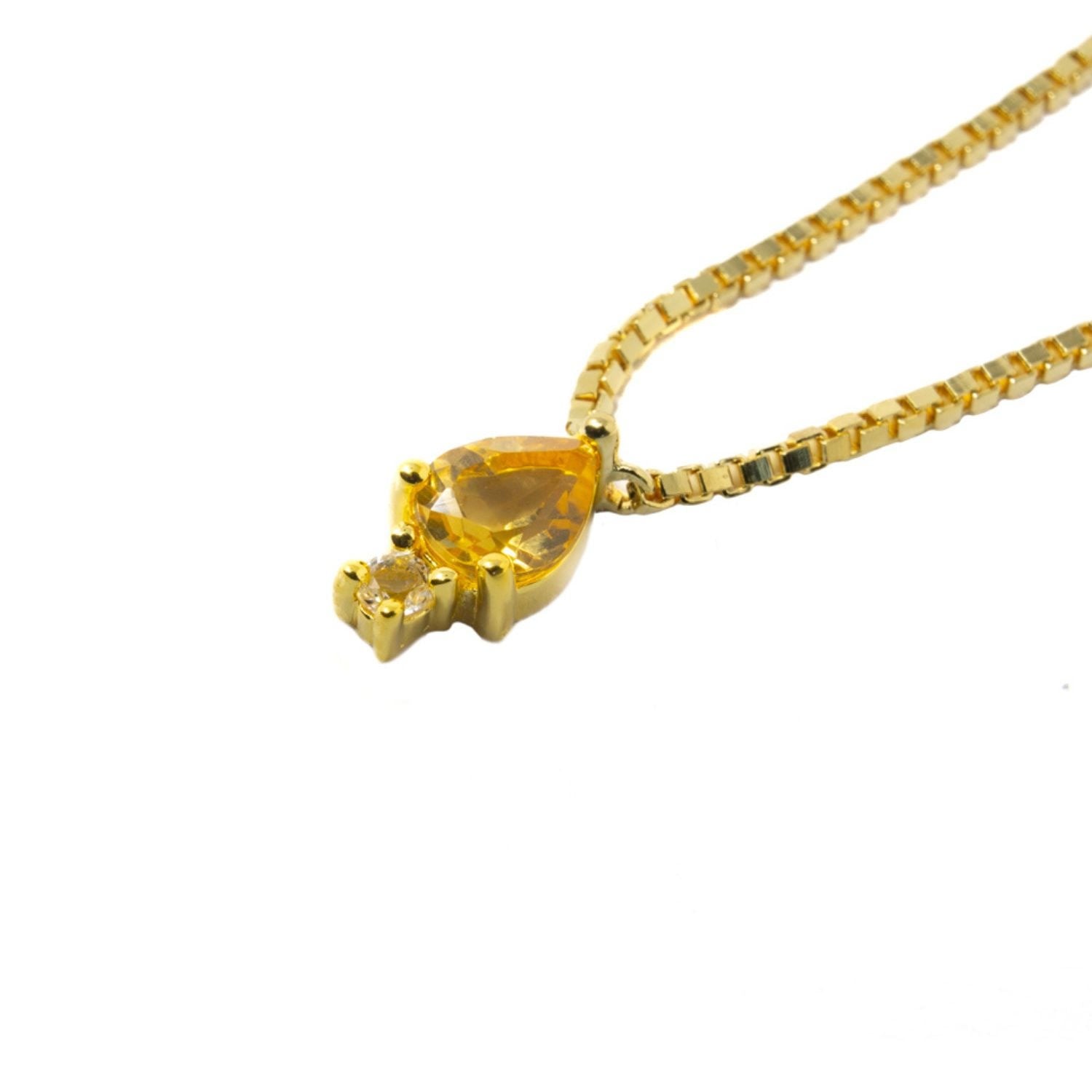 Pear Atarah Necklace- Citrine & White Topaz- Gold
