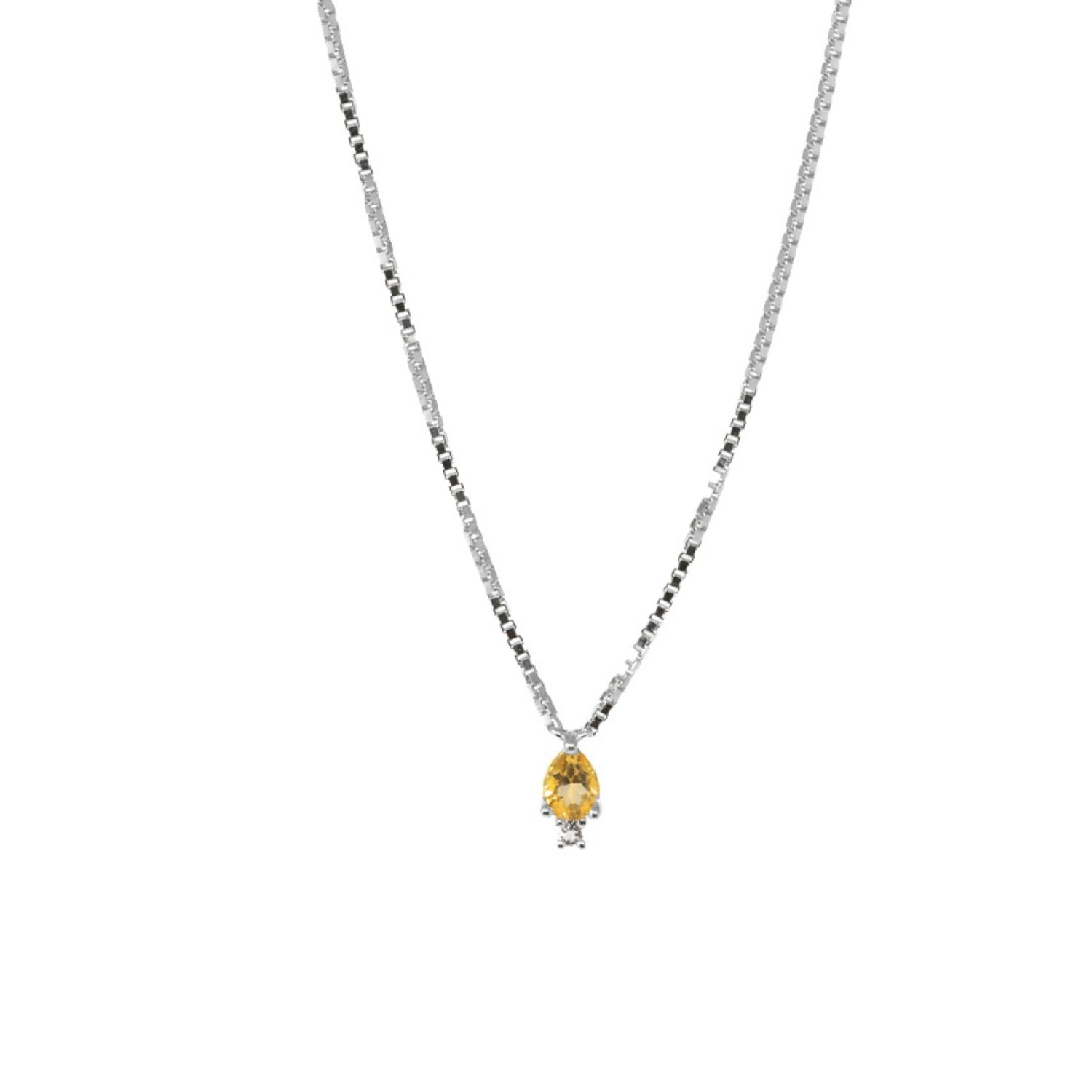 Pear Atarah Necklace- Citrine & White Topaz, Silver