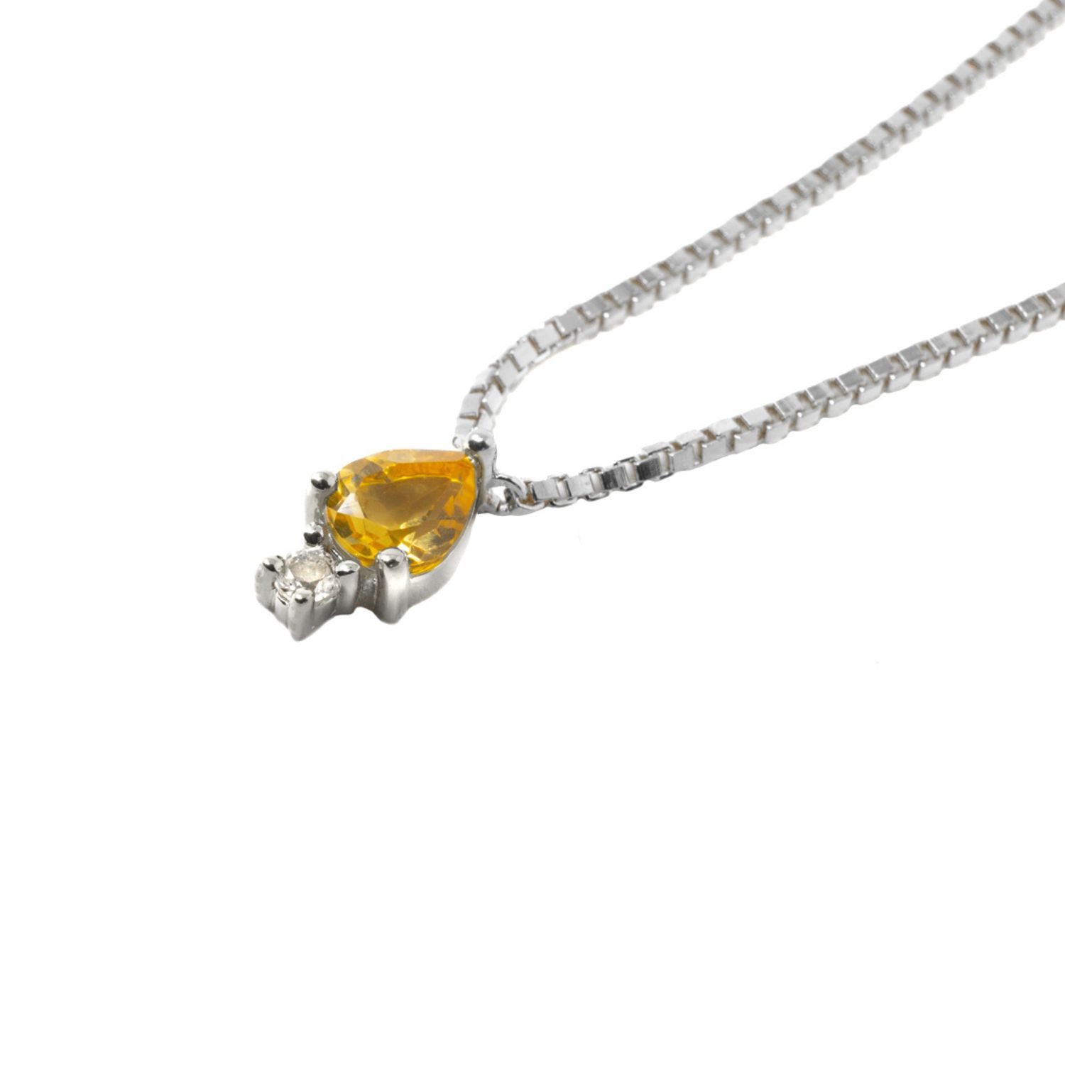 Pear Atarah Necklace- Citrine & White Topaz, Silver