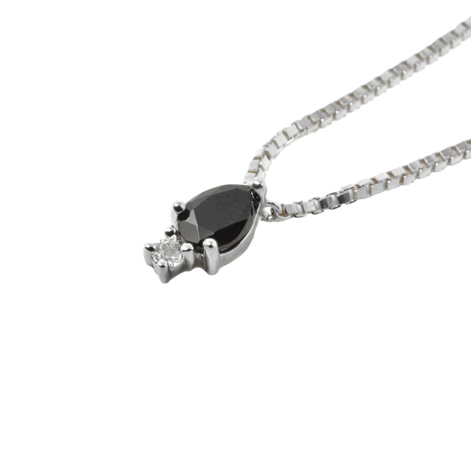 Pear Atarah Necklace- Onyx & White Topaz - Silver