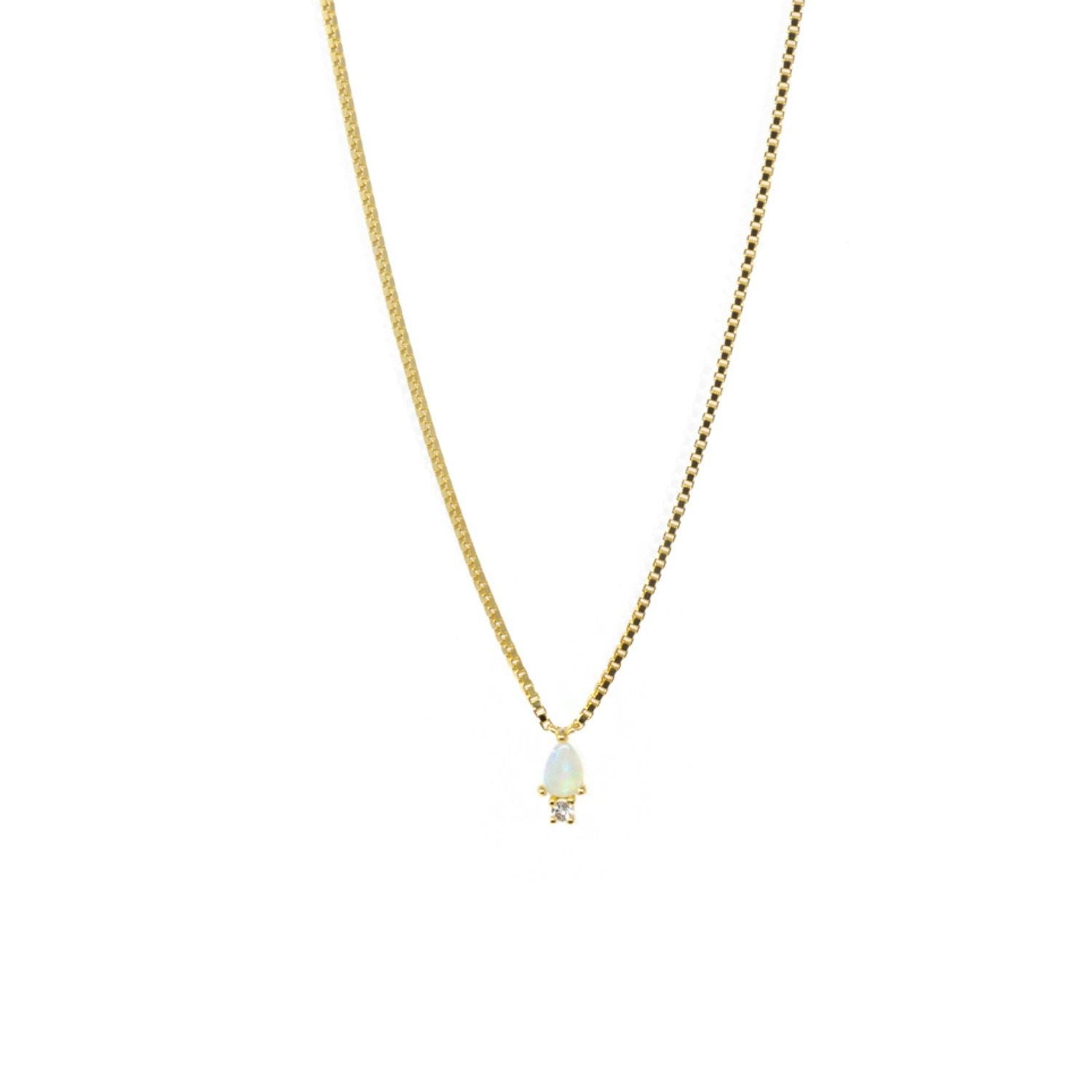 Pear Atarah Necklace- Opal & White Topaz - Gold