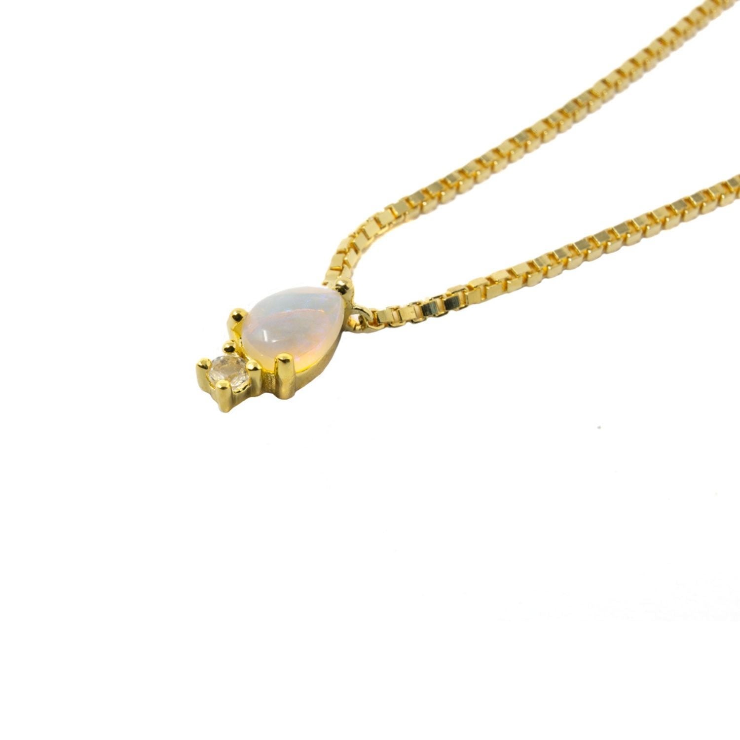 Pear Atarah Necklace- Opal & White Topaz - Gold