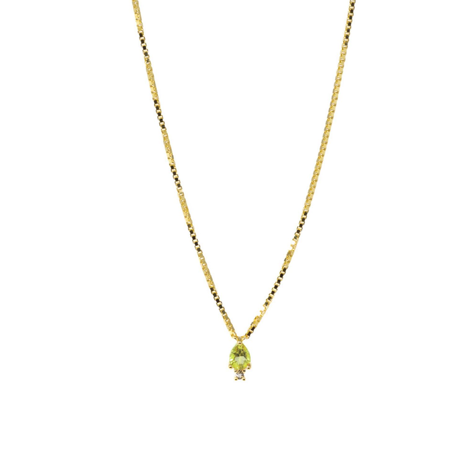 Pear Atarah Necklace- Peridot & White Topaz, Gold