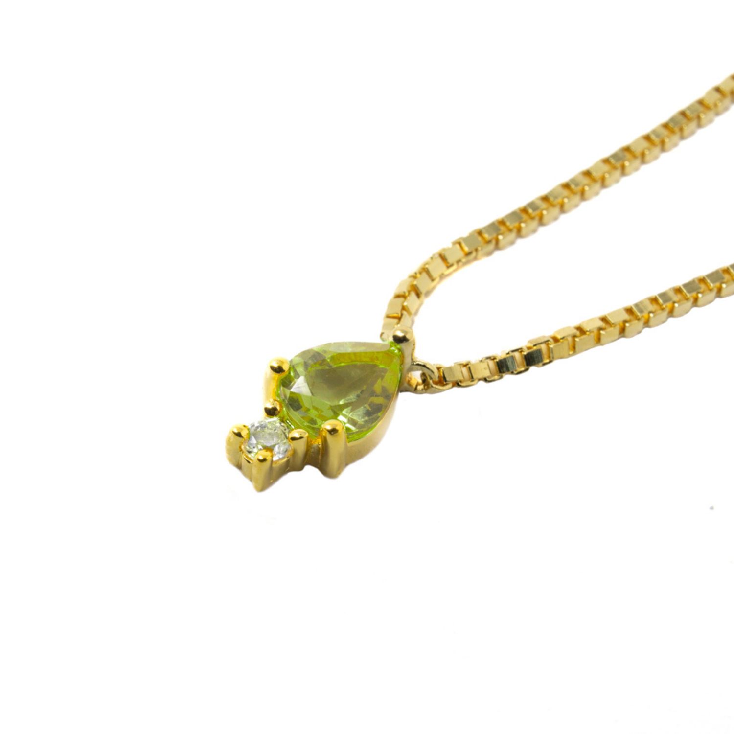 Pear Atarah Necklace- Peridot & White Topaz, Gold