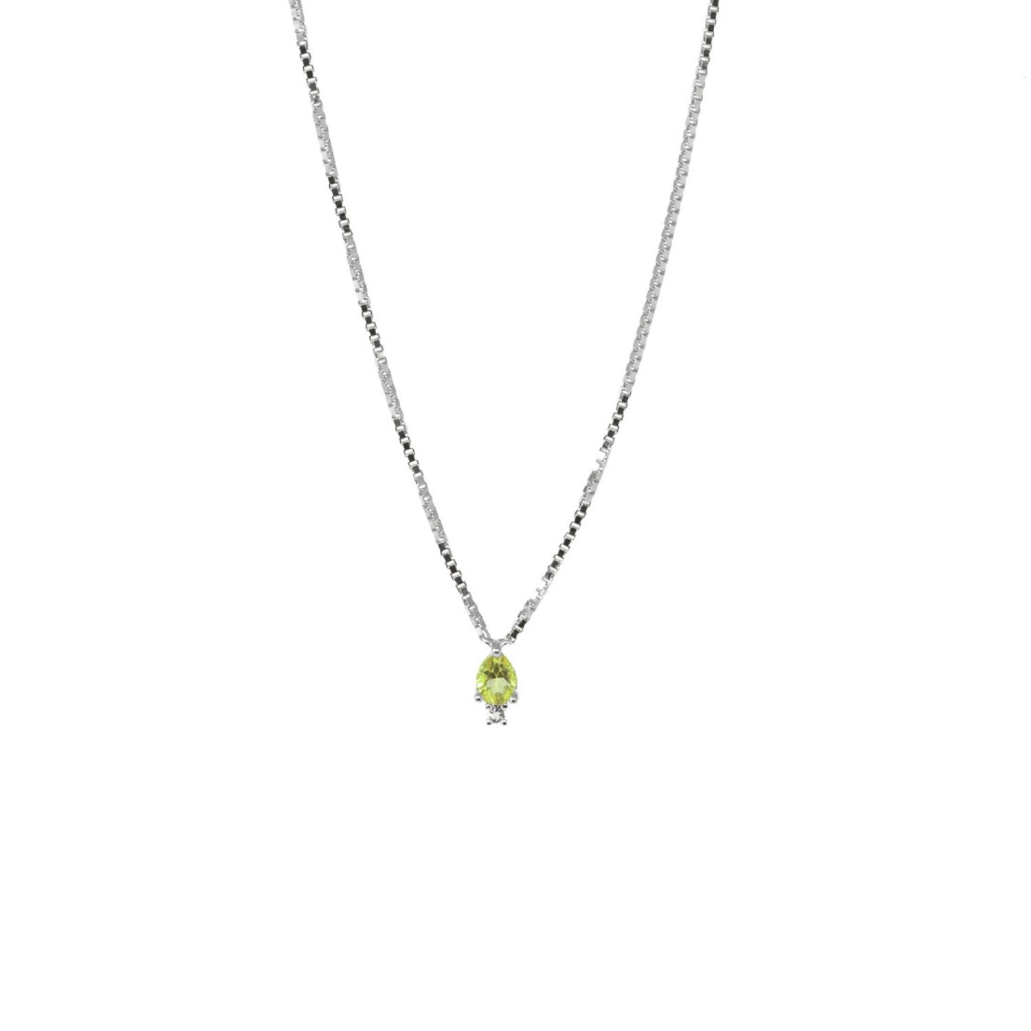 Pear Atarah Necklace- Peridot & White Topaz, Silver