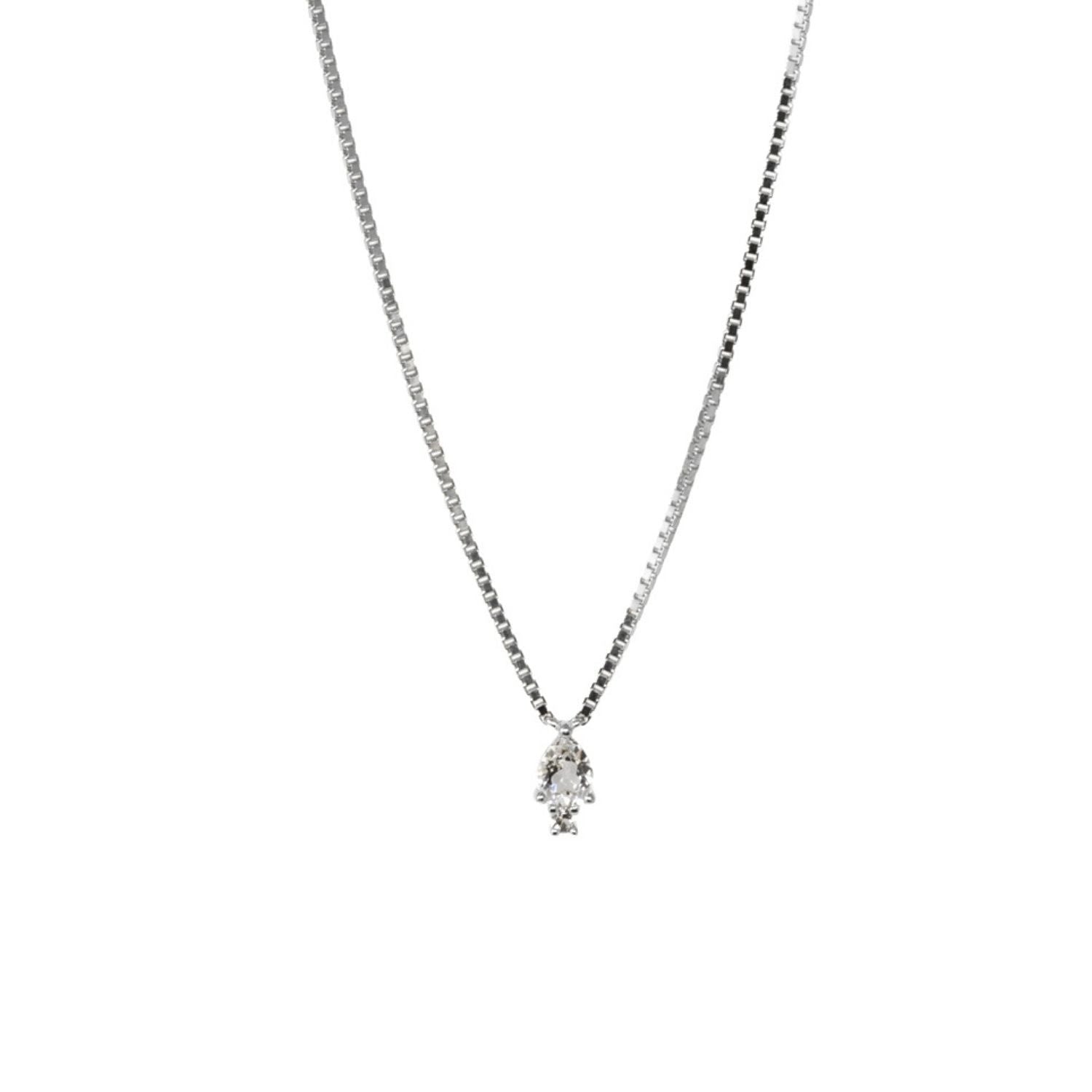 Pear Atarah Necklace- White Topaz- Silver