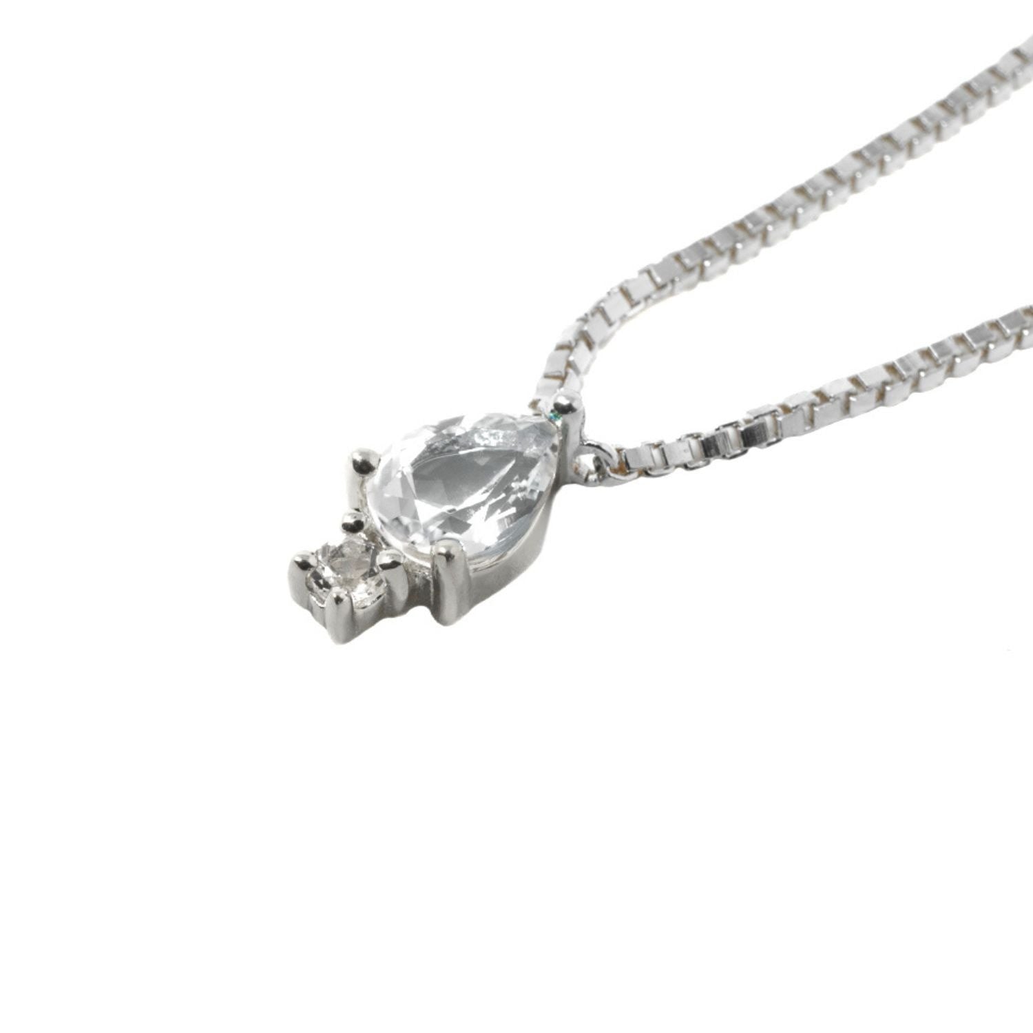 Pear Atarah Necklace- White Topaz- Silver
