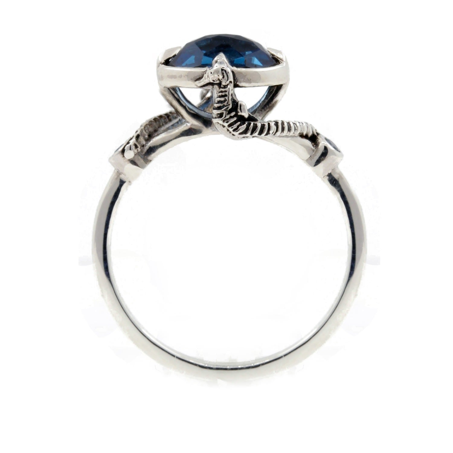 Seahorse Blue Topaz Ring - Silver