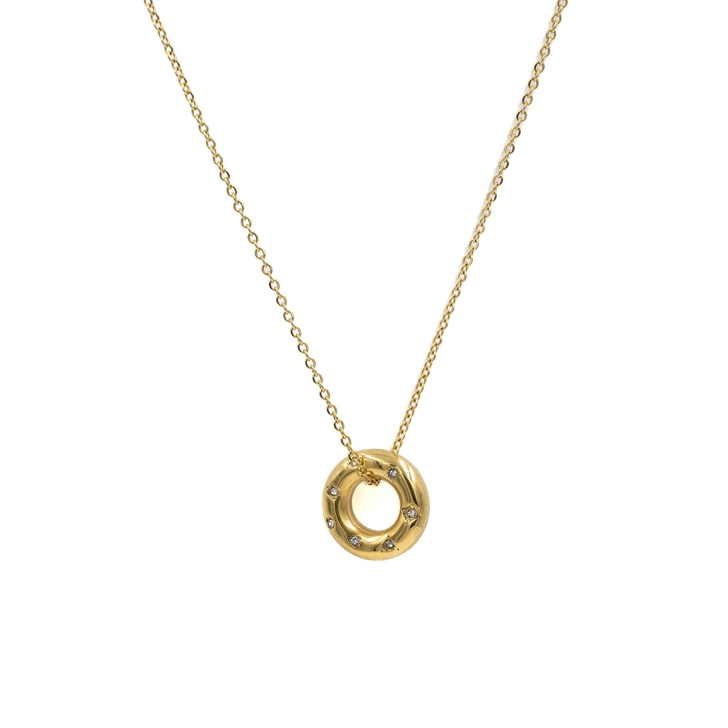 Gold Circle Diamanté Necklace