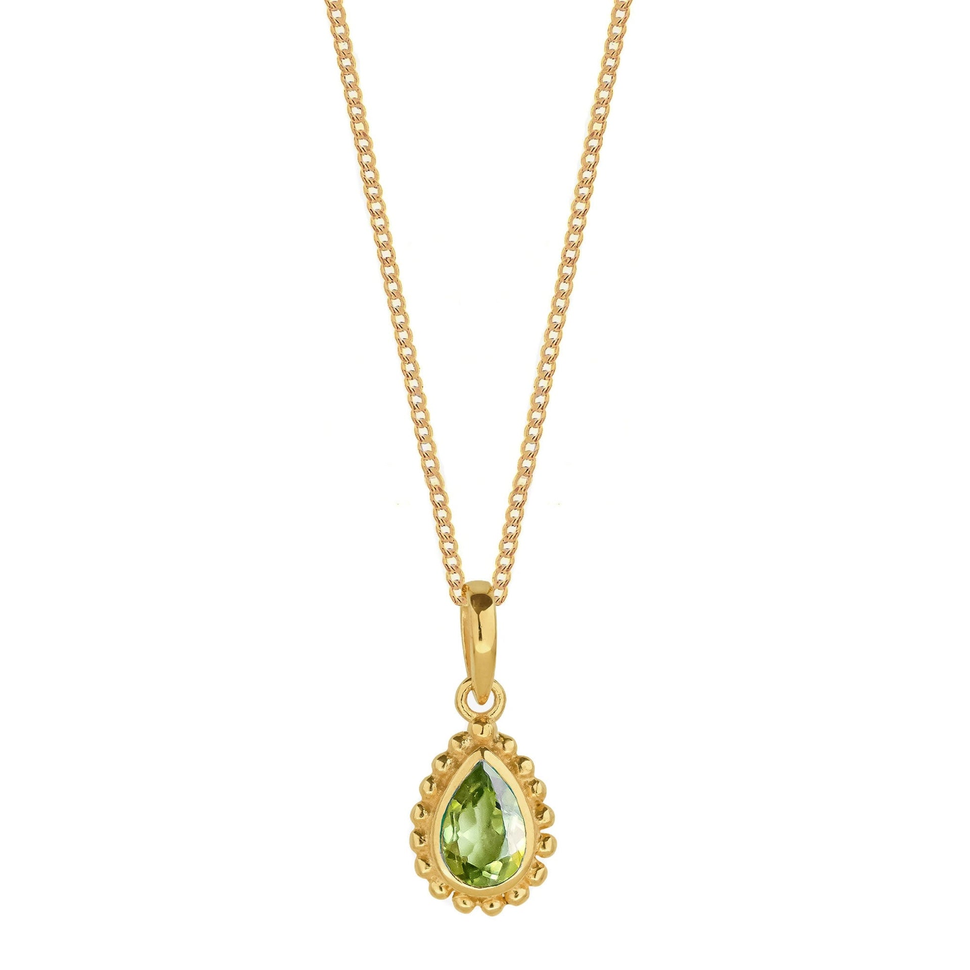 August Birthstone Gold Necklace - Peridot