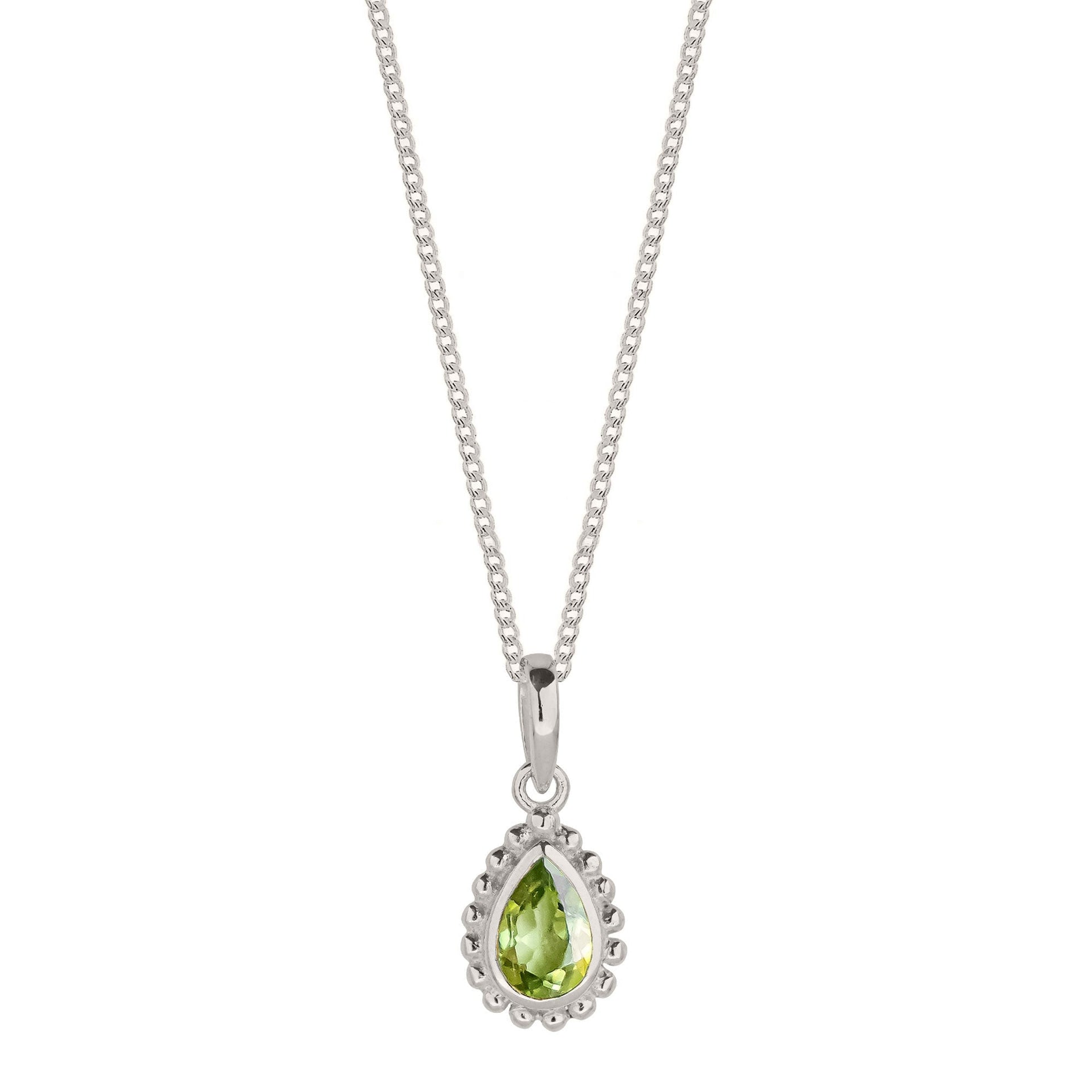 August Birthstone Sterling Silver Necklace - Peridot