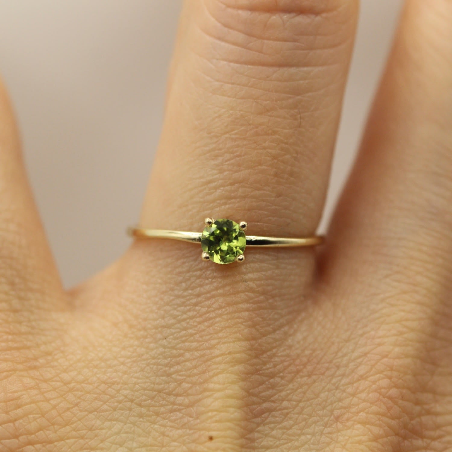 August Birthstone Peridot Yellow Gold Ring
