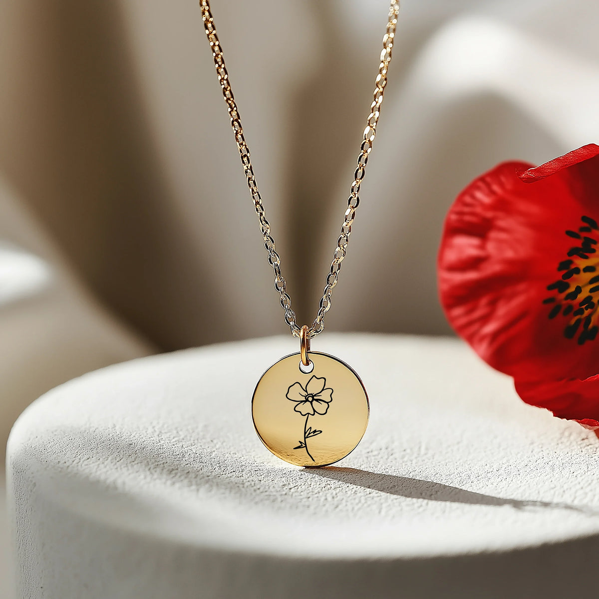 August Birth Flower Necklace