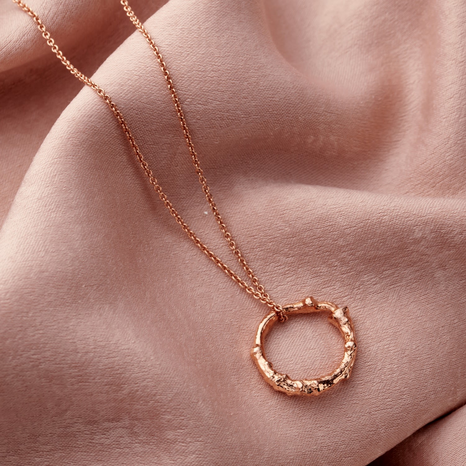 Rose Gold Plated Medium Twig Hoop Necklace