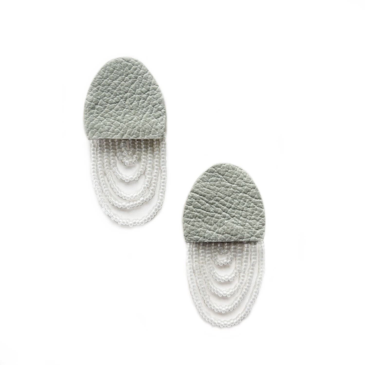 Aura Glass Bead Leather Earrings Off-White